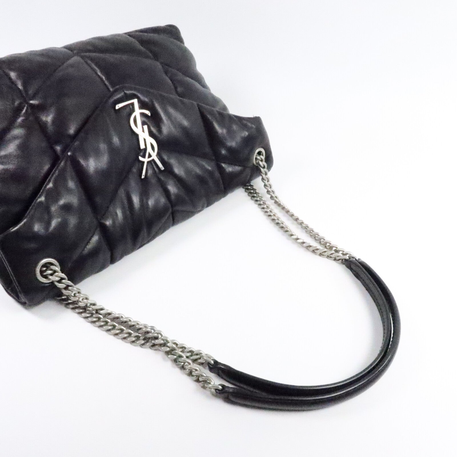 SAINT LAURENT 羊皮皮革Puffer Medium鏈帶肩背袋