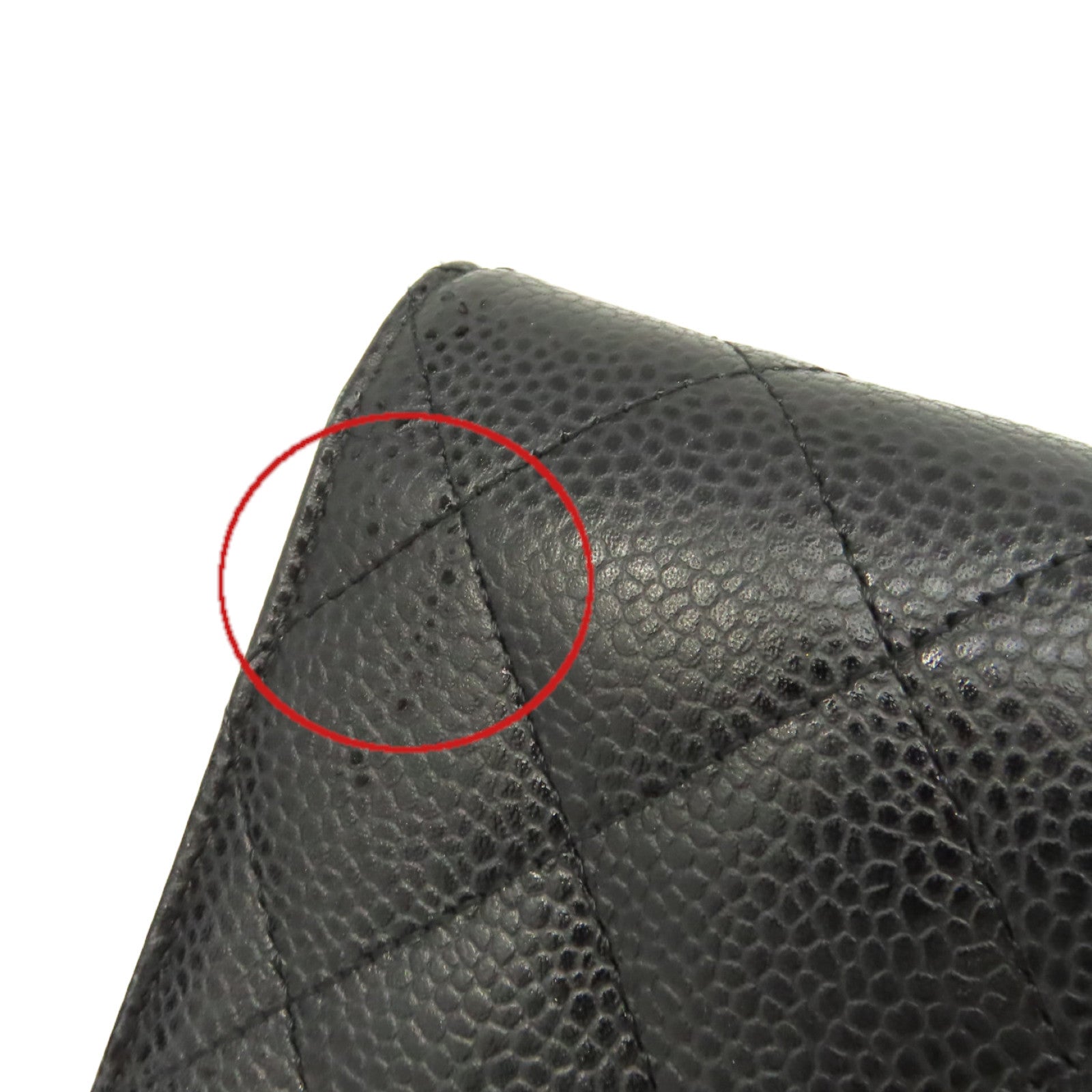 CHANEL 菱格Caviar皮革Long Wallet金扣長錢包黑色