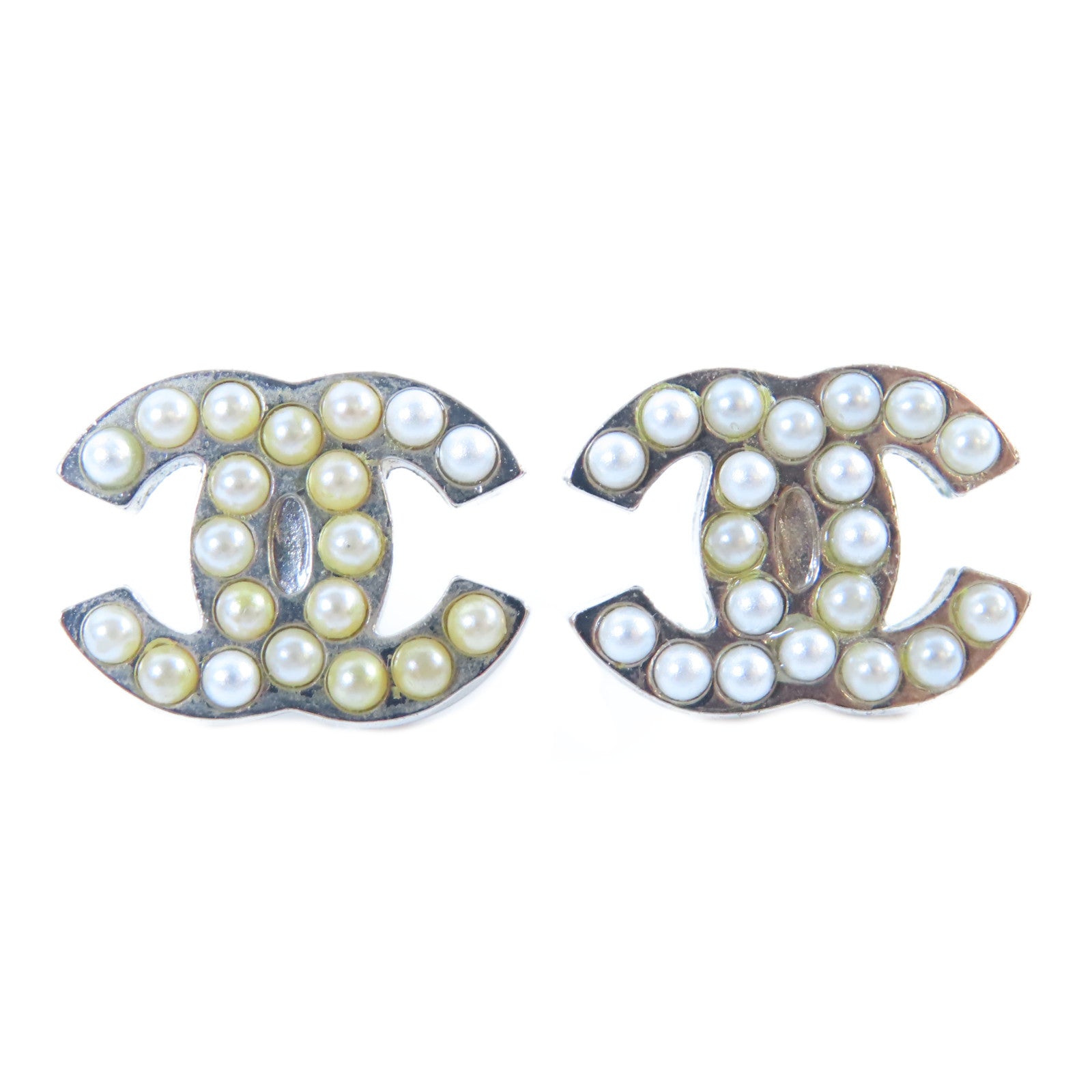 CHANEL 【激減優惠】金屬Earrings耳環銀色/珍珠白色
