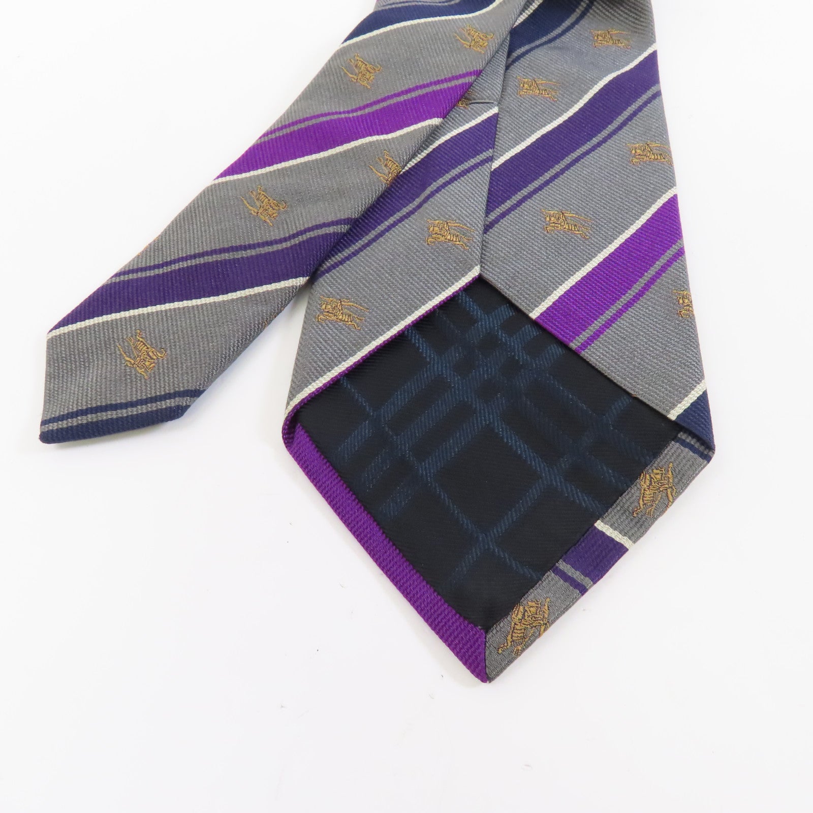 BURBERRY 【激減優惠】絲質Necktie領帶灰色/紫色