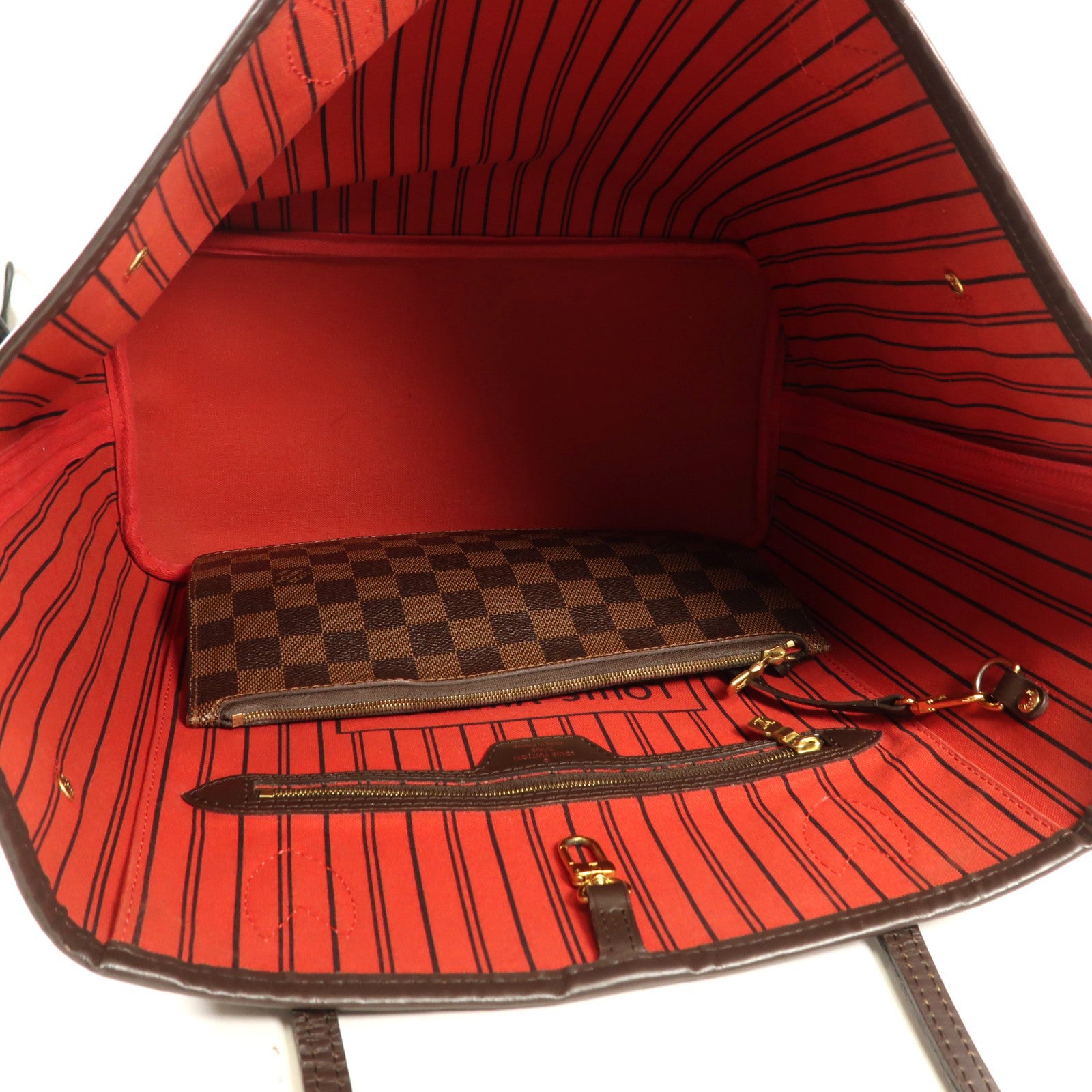 LOUIS VUITTON Damier Neverfull MM金扣手挽袋/肩背袋