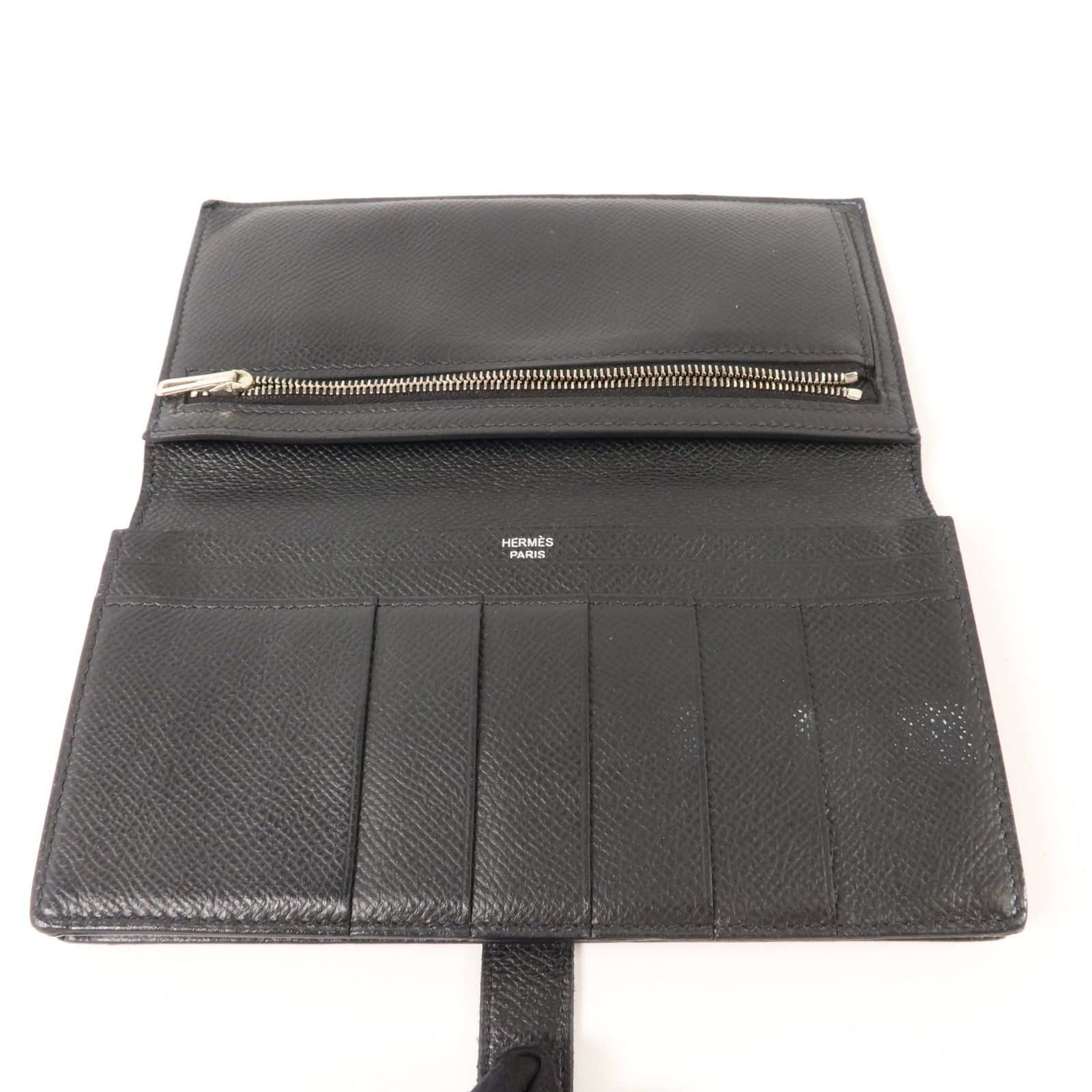 HERMES Epsom皮革Bearn Long Wallet長錢包Noir