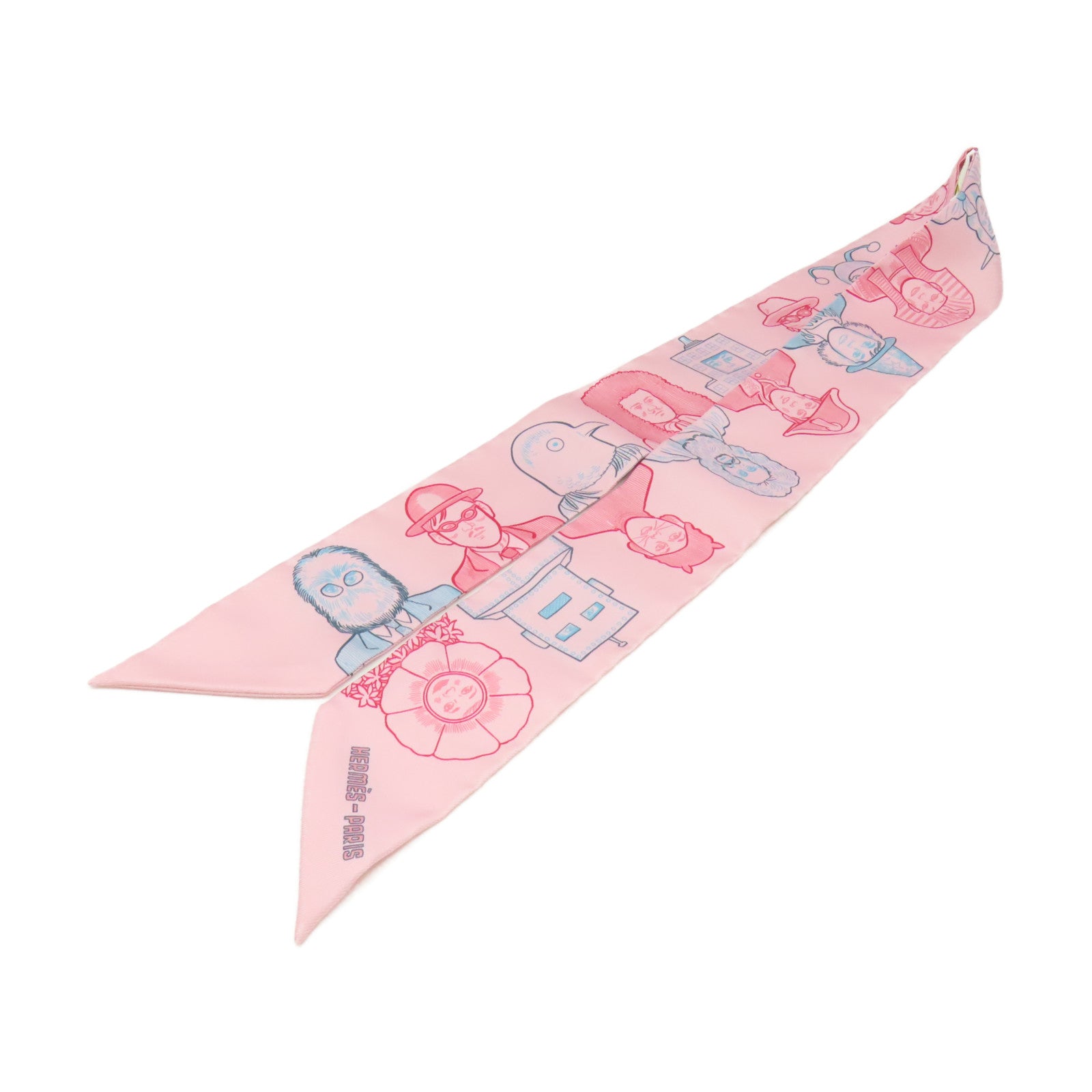 HERMES 【激減優惠】絲質Twilly Scarf絲巾粉紅色/彩色