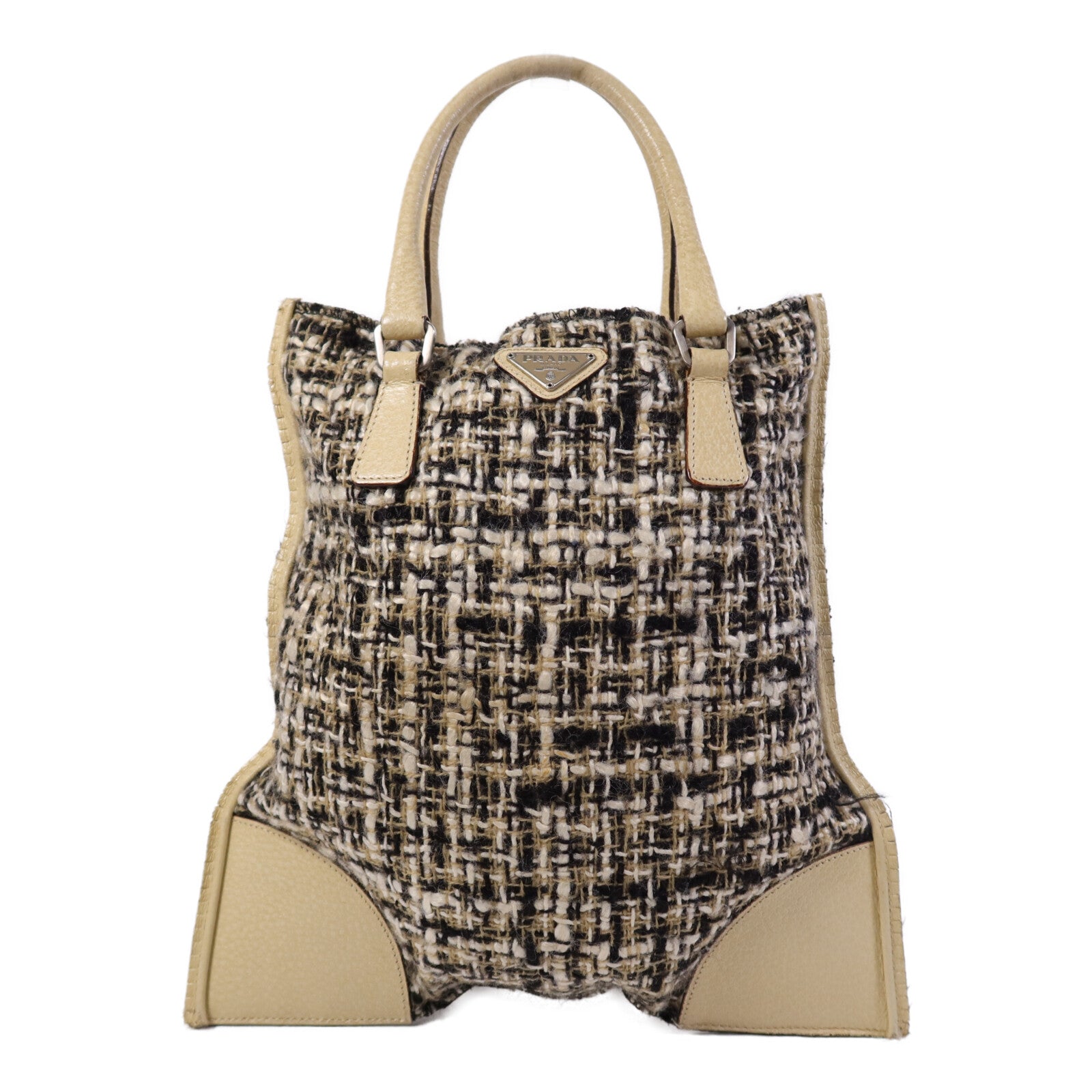 PRADA 斜紋軟呢Tote Bag銀扣手挽袋