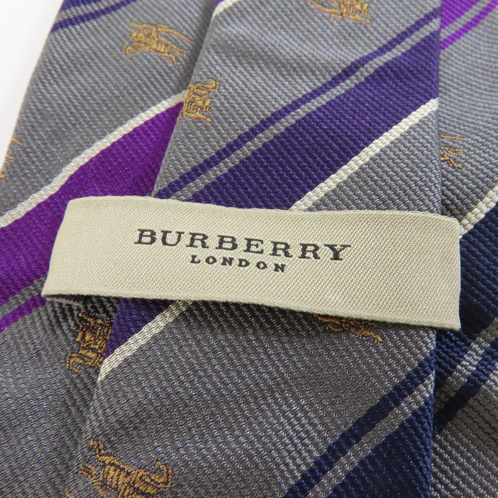 BURBERRY 【激減優惠】絲質Necktie領帶灰色/紫色