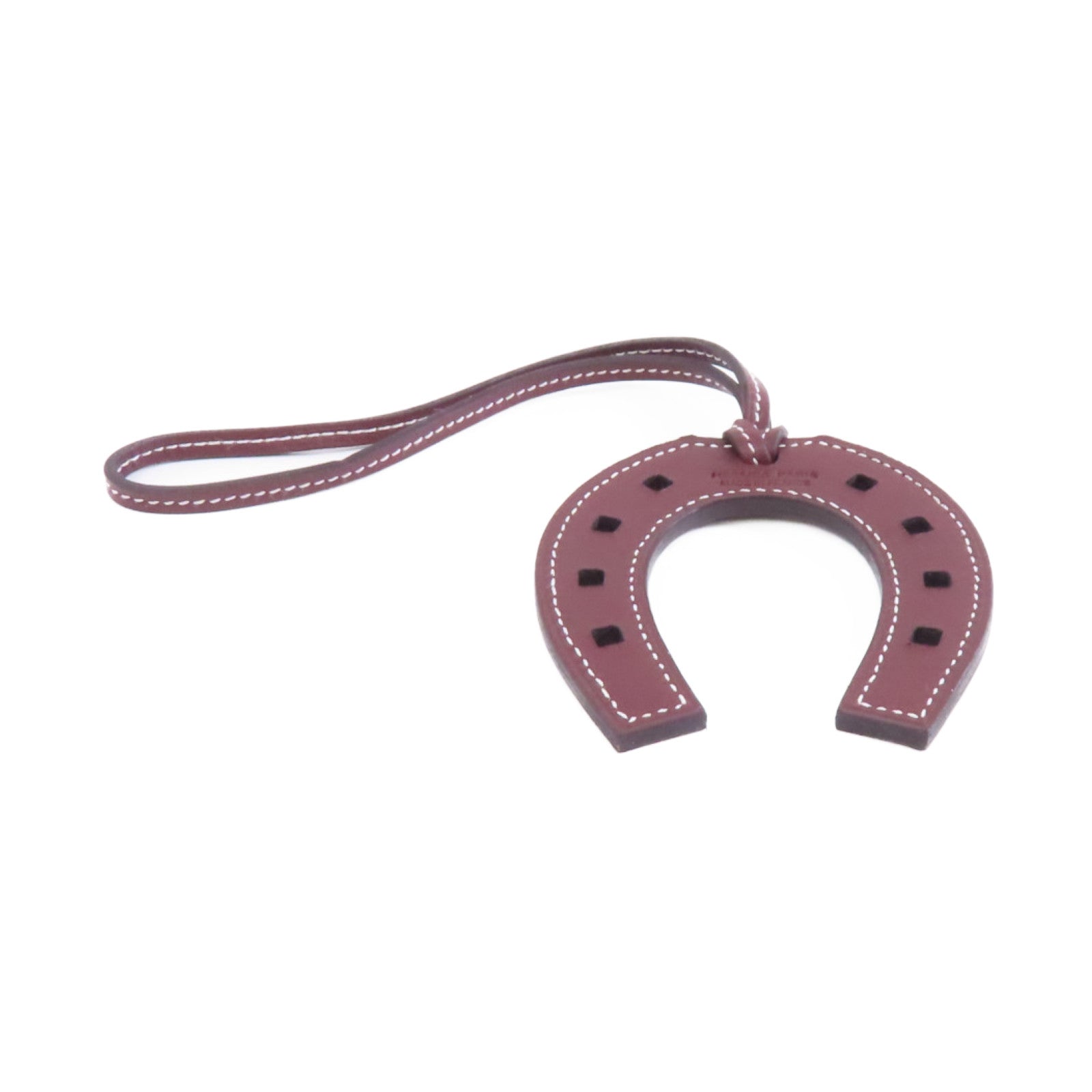 HERMES Swift皮革Paddock Fer A Cheval掛飾Rouge Grenat/啡色