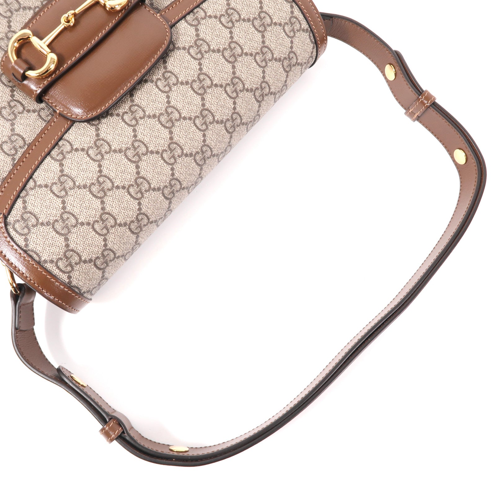 GUCCI 塗層帆布Horsebit 1955 MM金扣肩背袋