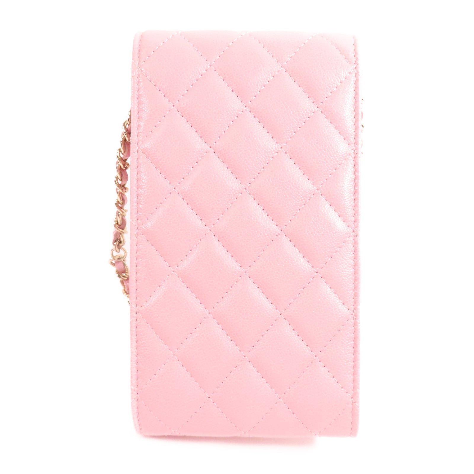 CHANEL 牛皮皮革Phone Bag金扣鏈帶肩背袋