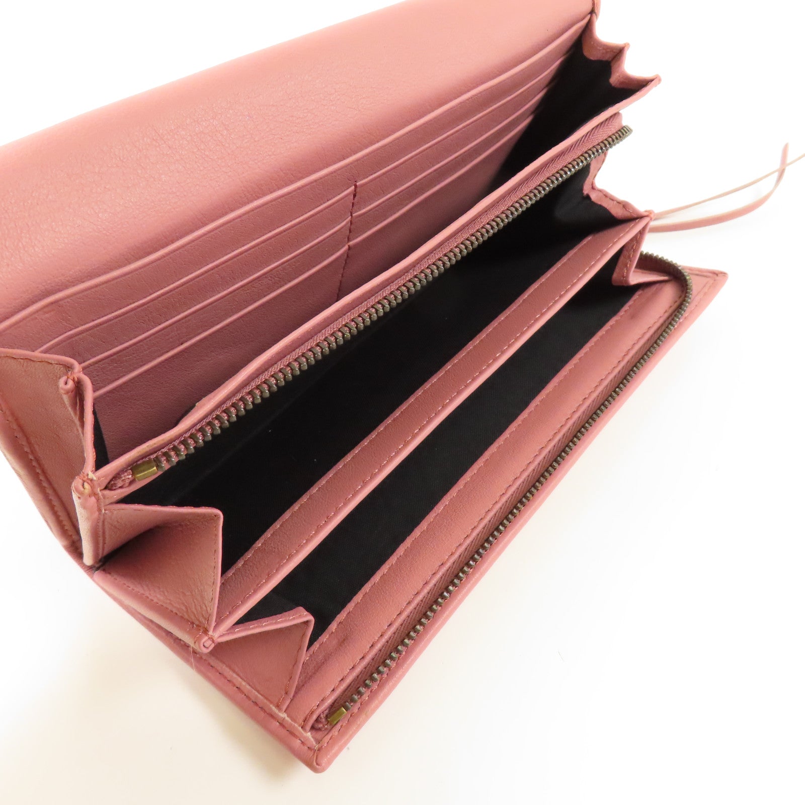 BALENCIAGA GHW Long Wallet Bi-fold Wallet 299494 Calfskin Leather Pink
