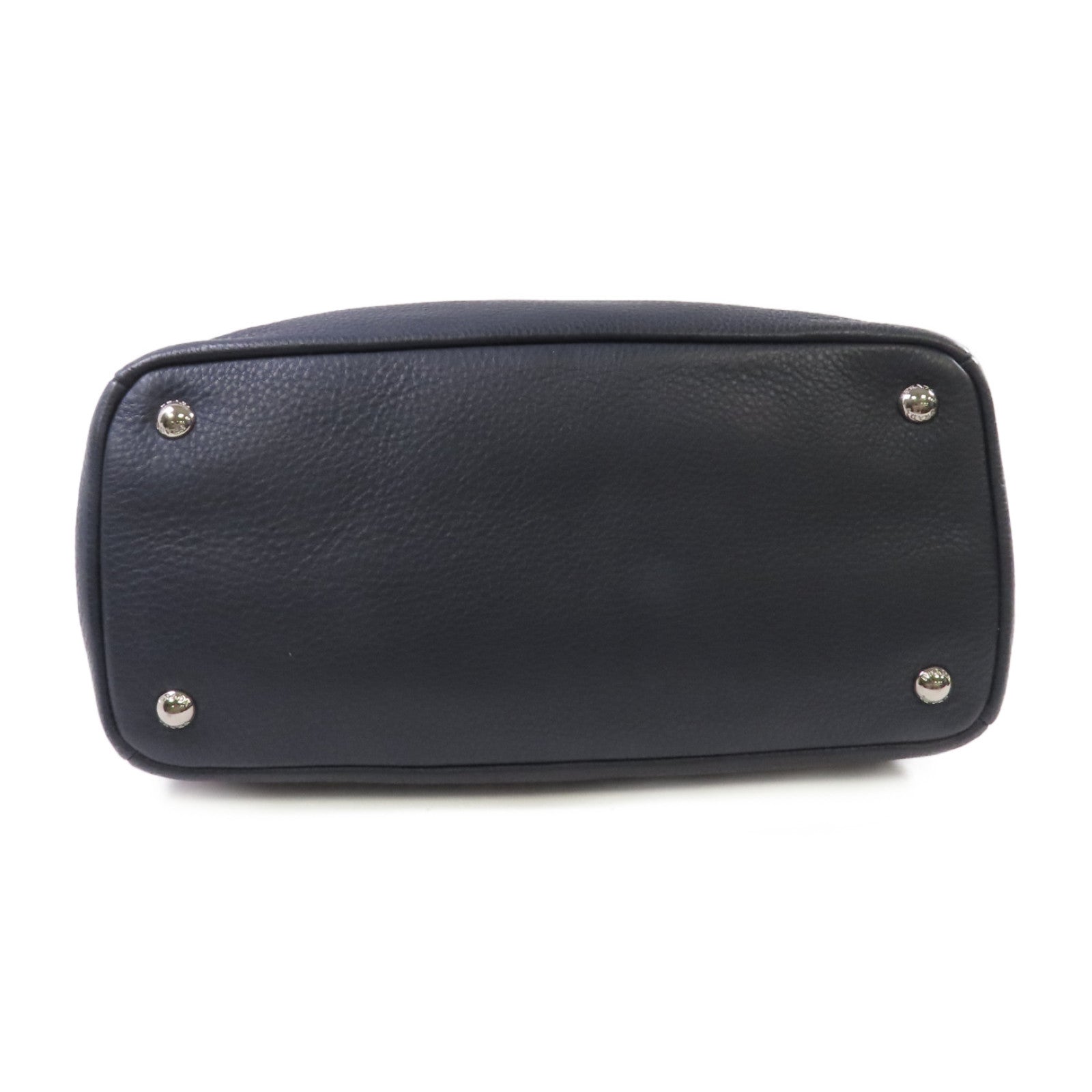 PRADA 牛皮皮革2way Shoulder Bag銀扣手挽肩背兩用袋寶藍色