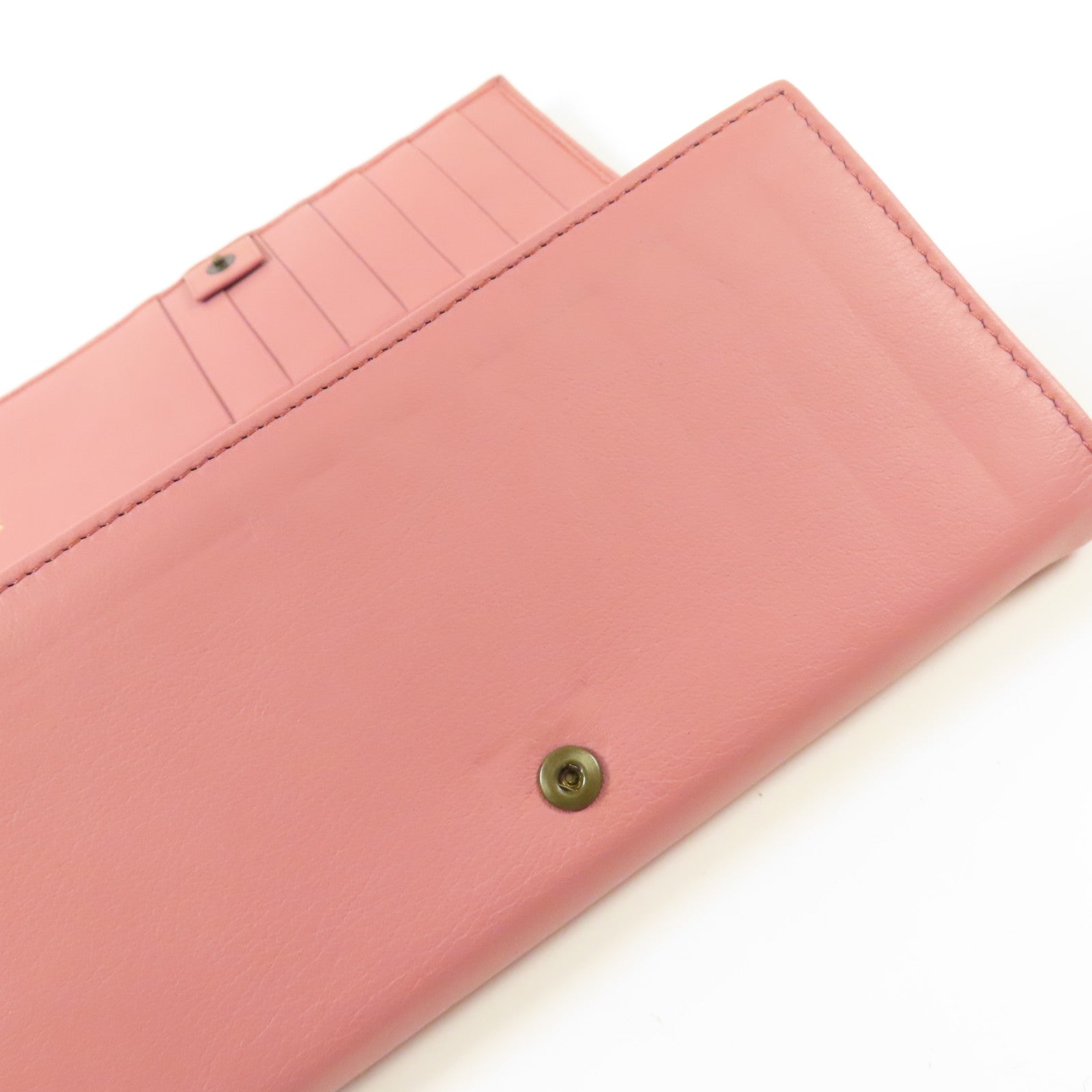 BALENCIAGA GHW Long Wallet Bi-fold Wallet 299494 Calfskin Leather Pink
