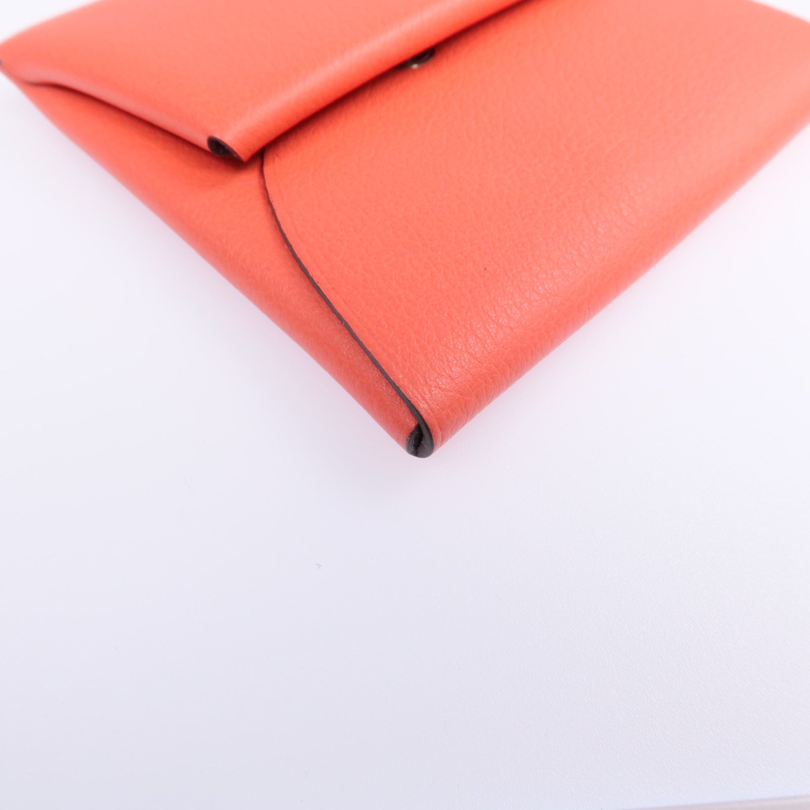 HERMES Evercolor皮革Bastia銀扣零錢包Rose Texas/Cuivre