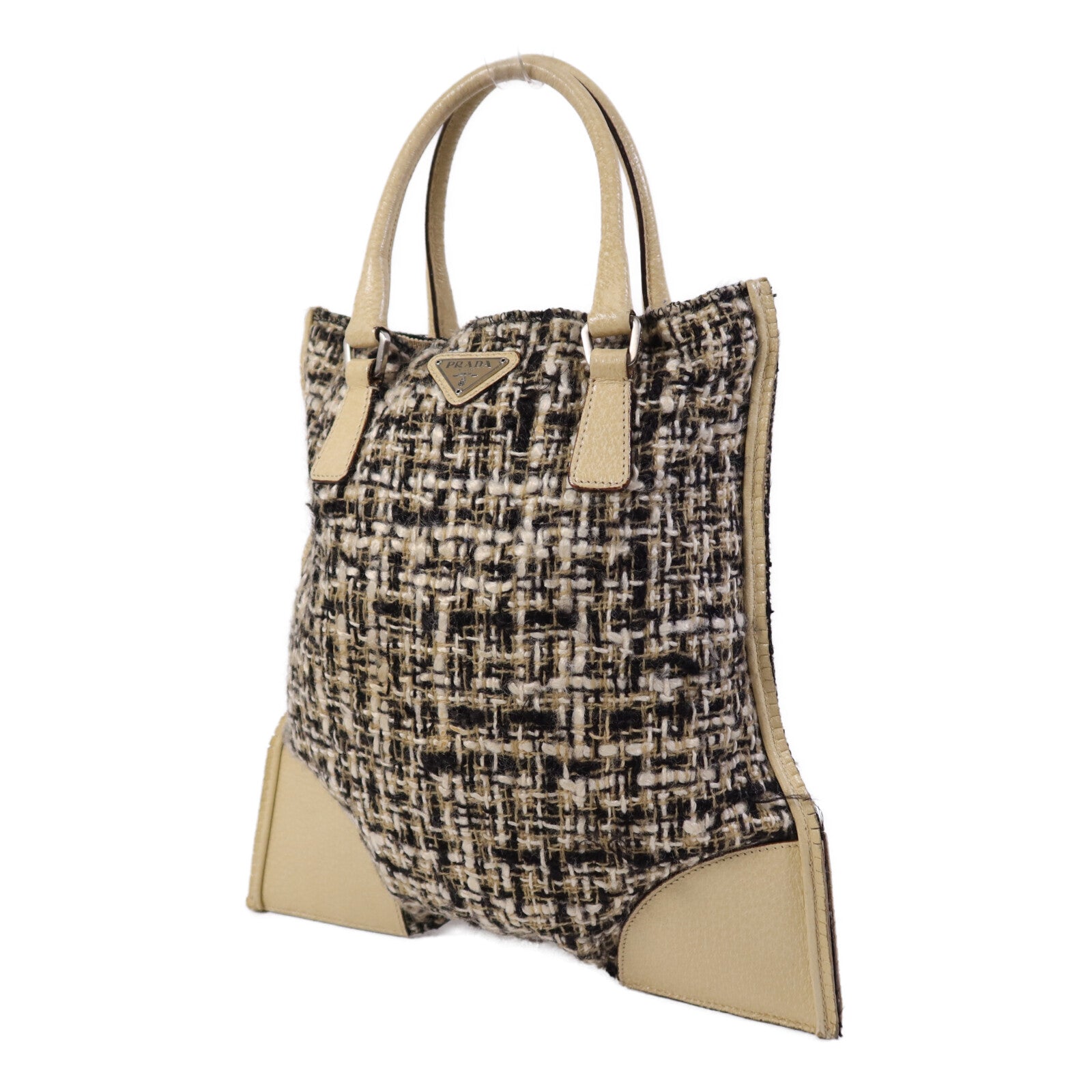 PRADA 斜紋軟呢Tote Bag銀扣手挽袋
