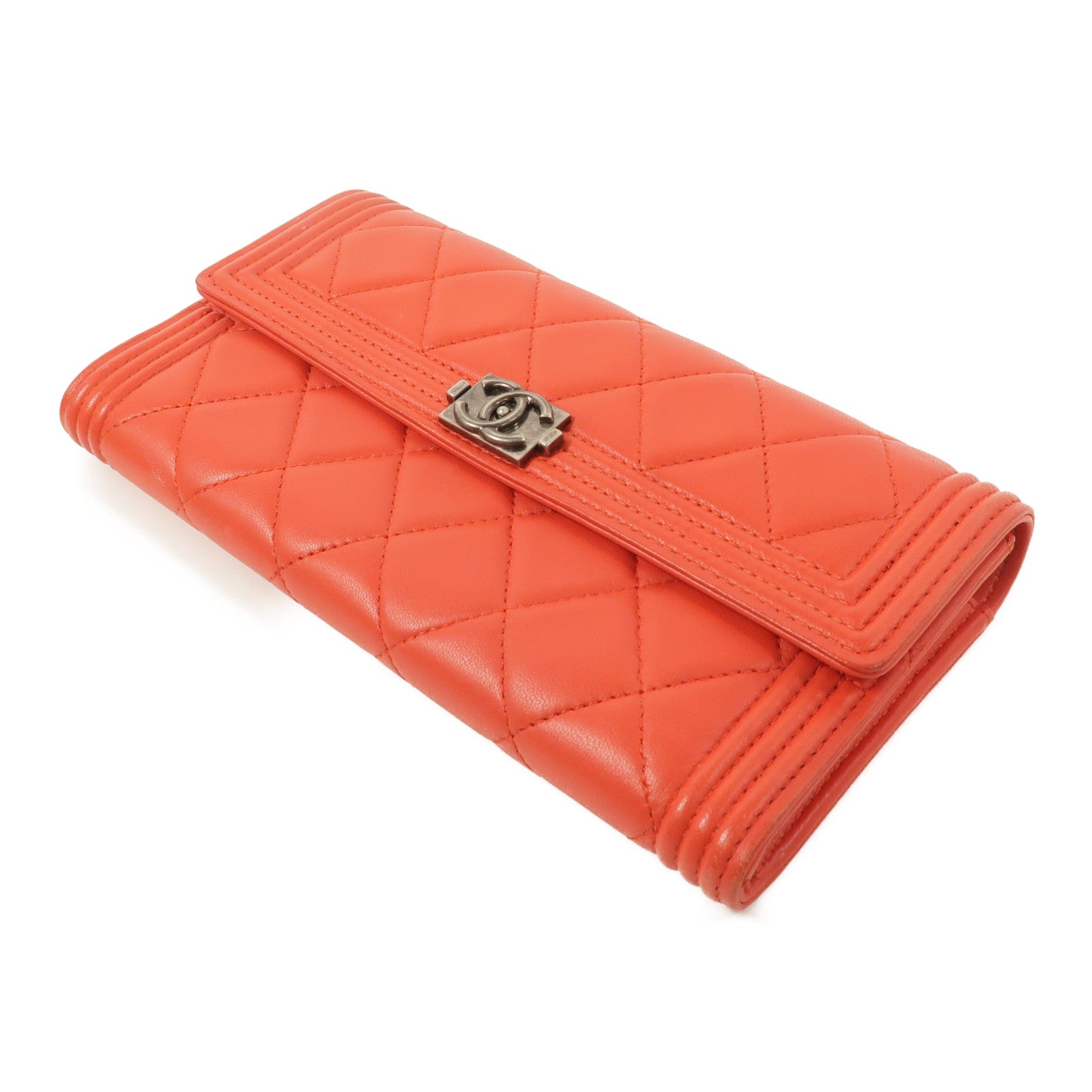 CHANEL 羊皮皮革Boy Long Wallet長錢包