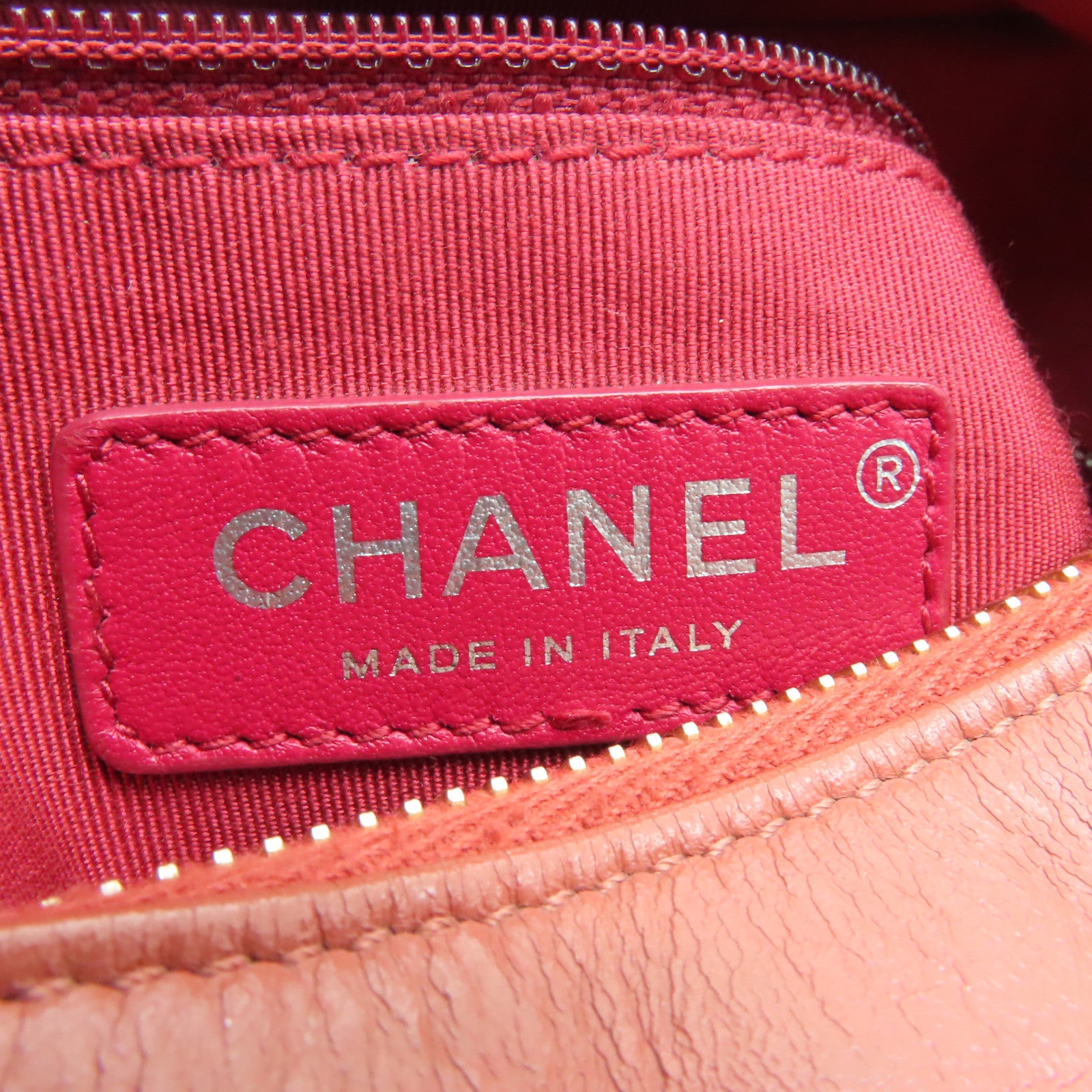 CHANEL 【激減優惠】菱格牛皮皮革Gabrielle Hobo Mini金扣/銀扣鏈帶肩背袋粉紅色/紅色