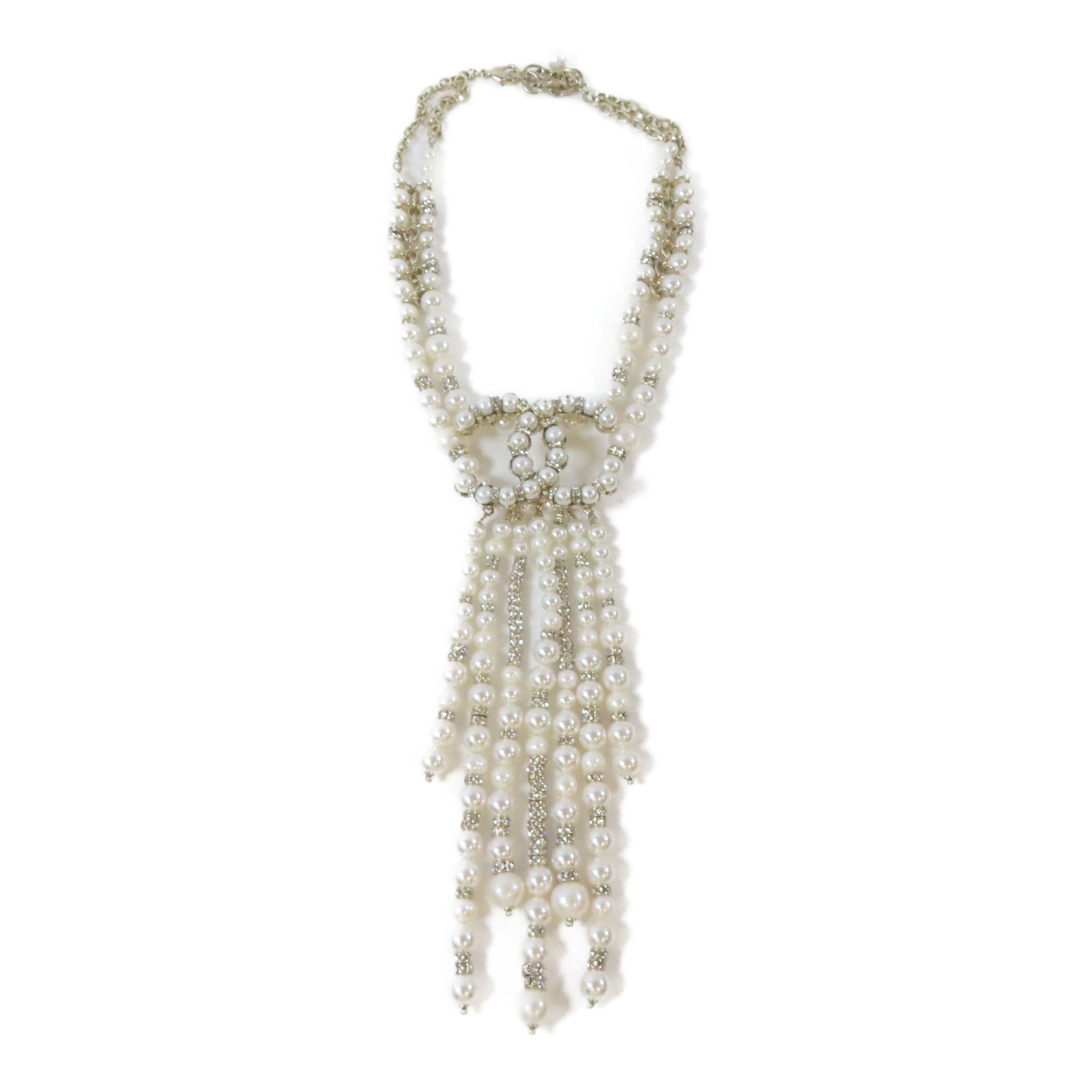 CHANEL PVC/屬Tassel Pearl Necklace項鍊白色