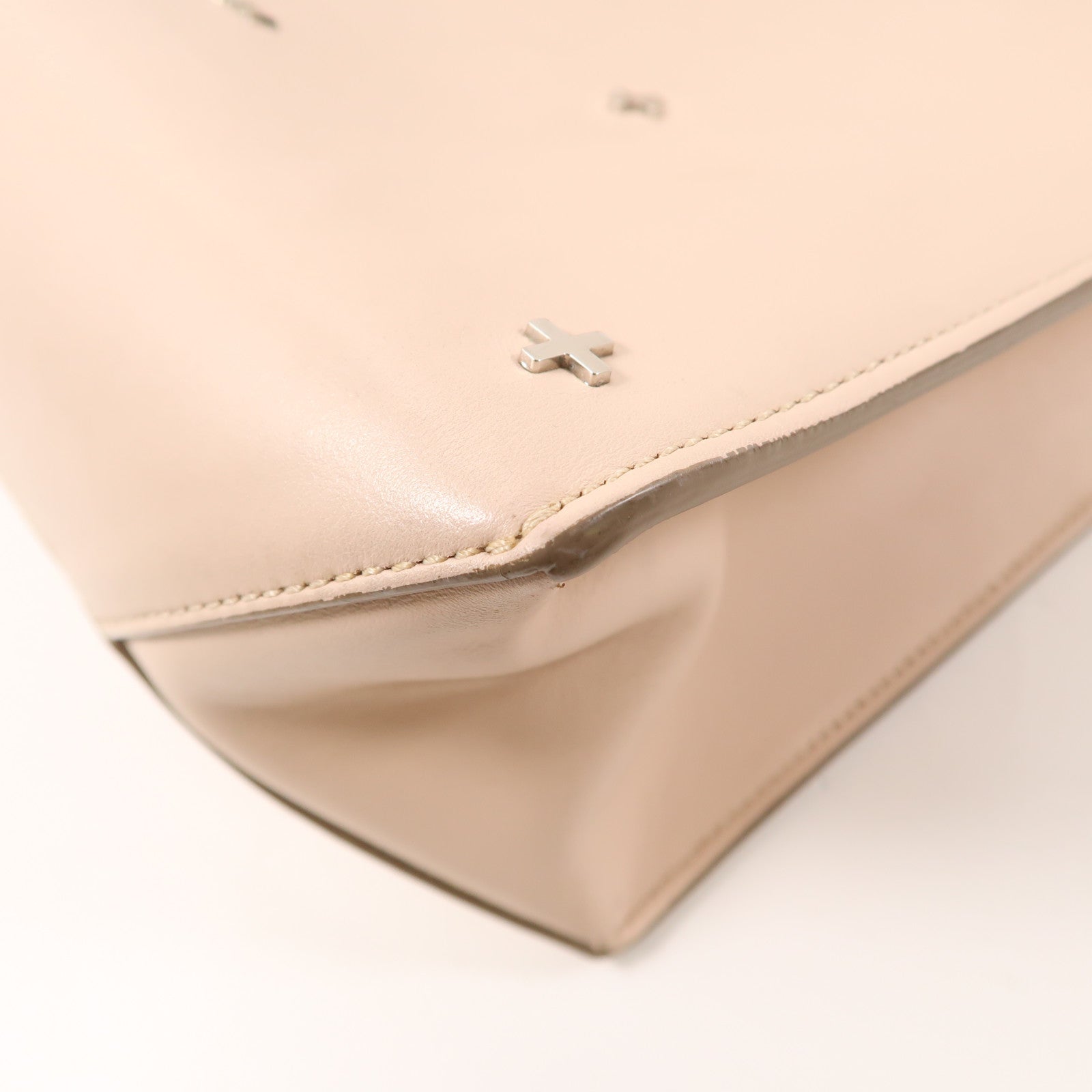 GIVENCHY 牛皮皮革2 Way Bag銀扣手挽肩背兩用袋米色