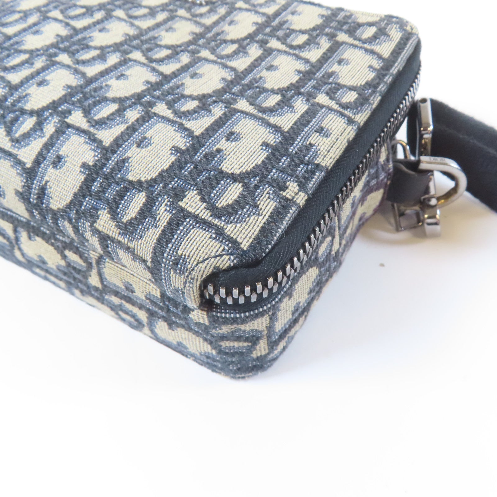 Dior 【激減優惠】帆布Pouch with Strap銀扣肩背袋藍色/米色