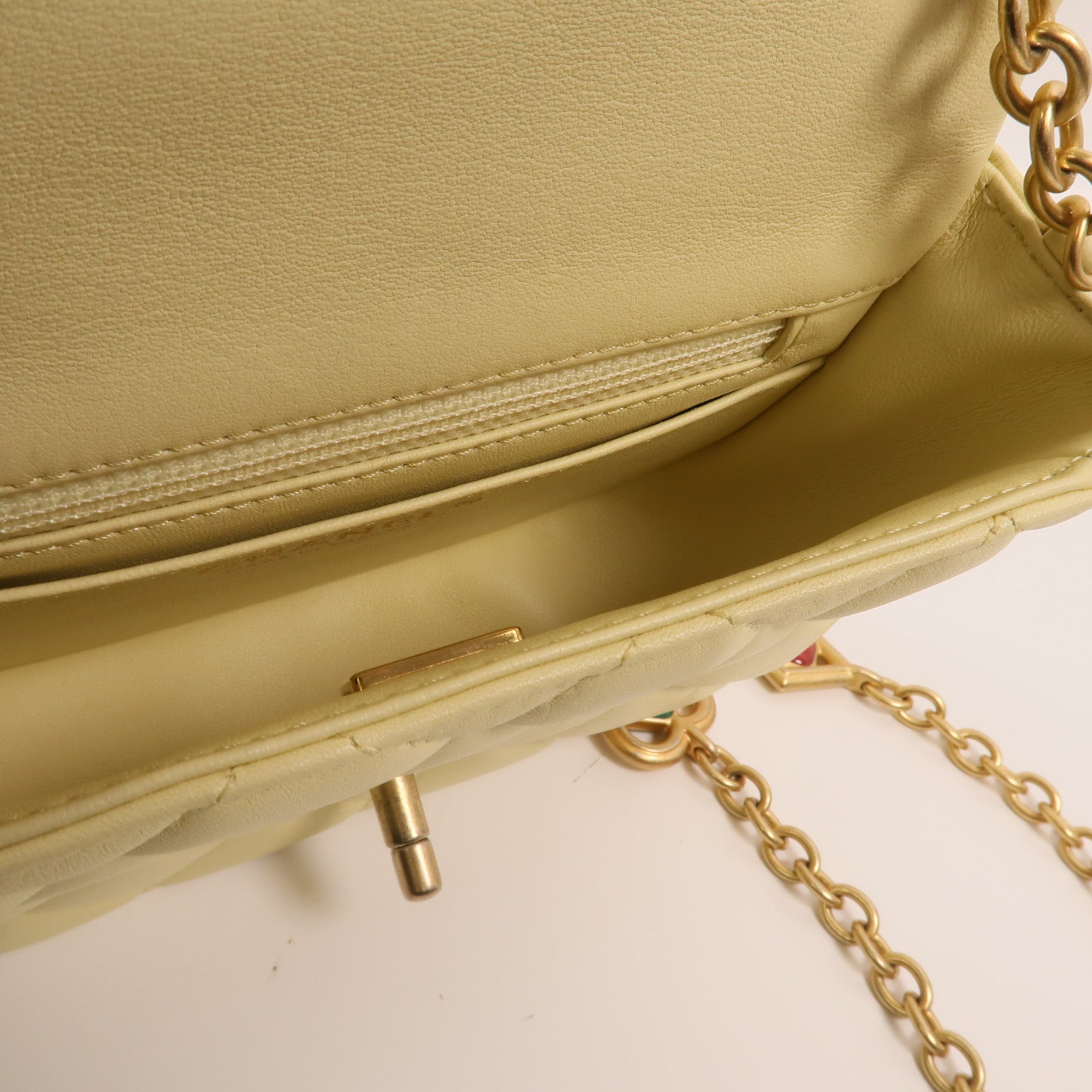 CHANEL 羊皮皮革Mini Flap Bag金扣鏈帶肩背袋