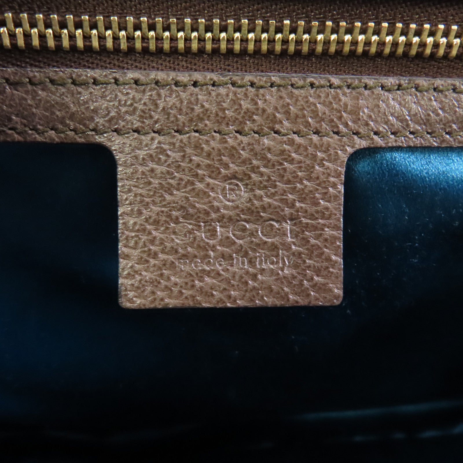 GUCCI 塗層帆布Ophidia GG金扣鏈帶肩背袋棕色