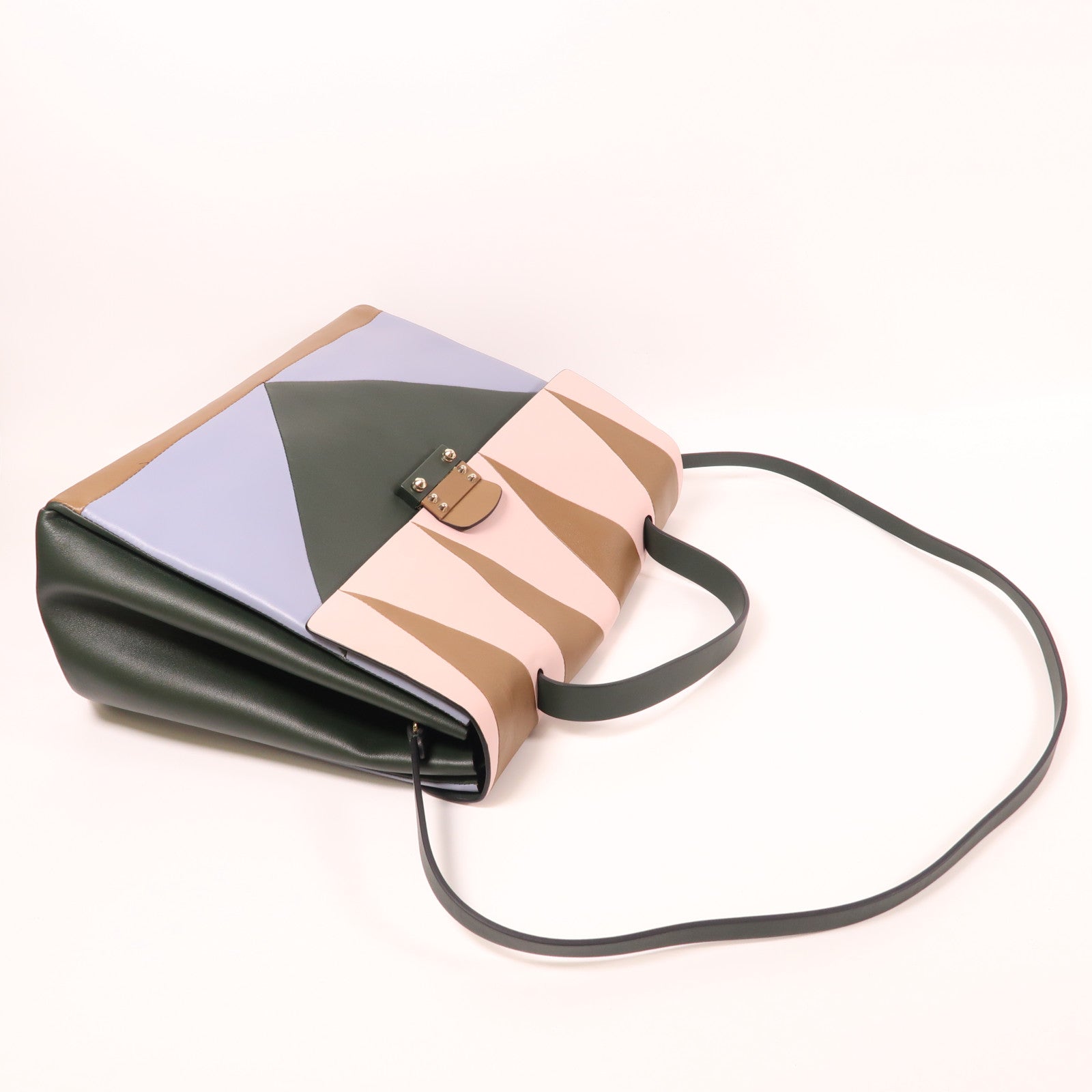 Valentino 牛皮皮革2 Way Shoulder金扣手挽肩背兩用袋