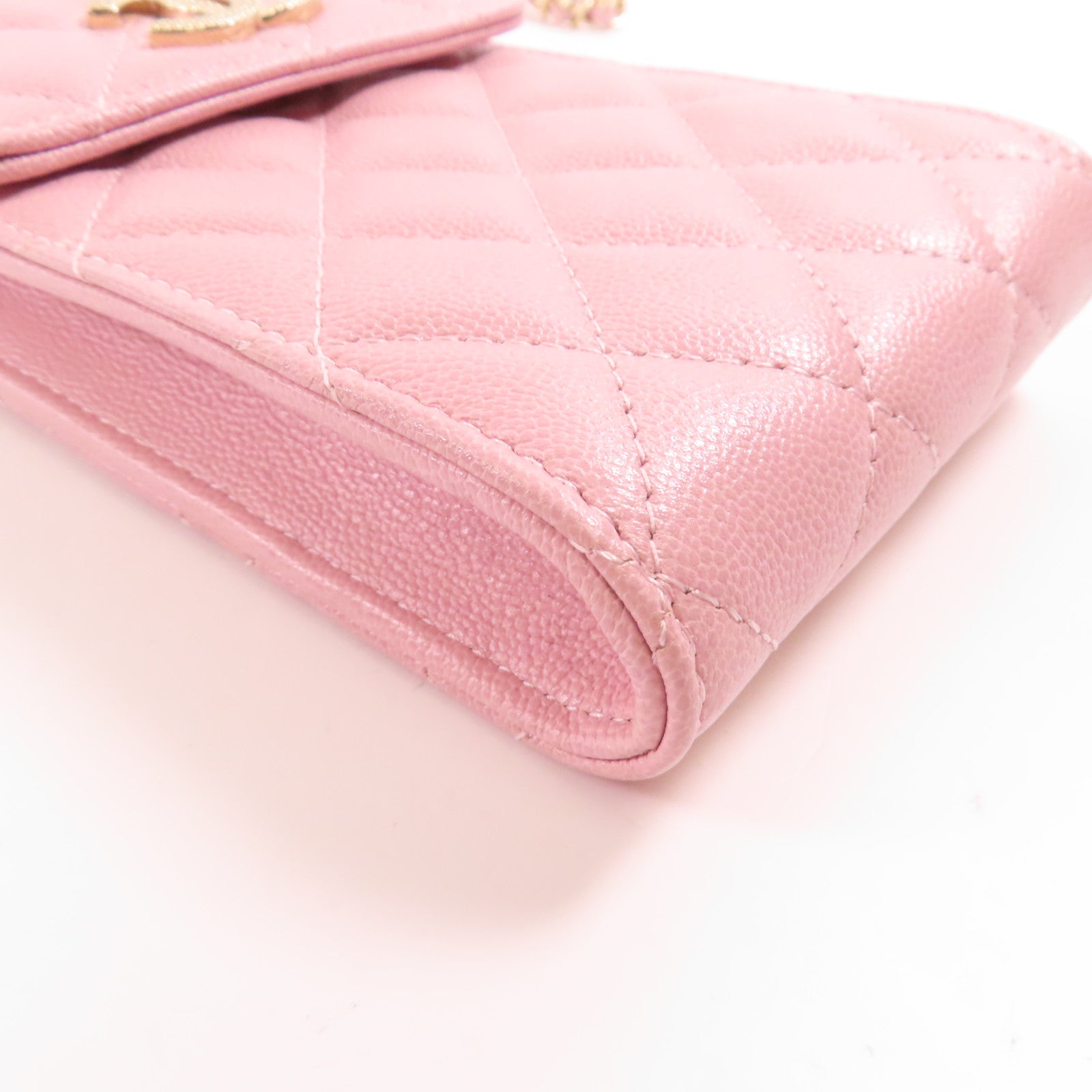 CHANEL 牛皮皮革Phone Bag金扣鏈帶肩背袋