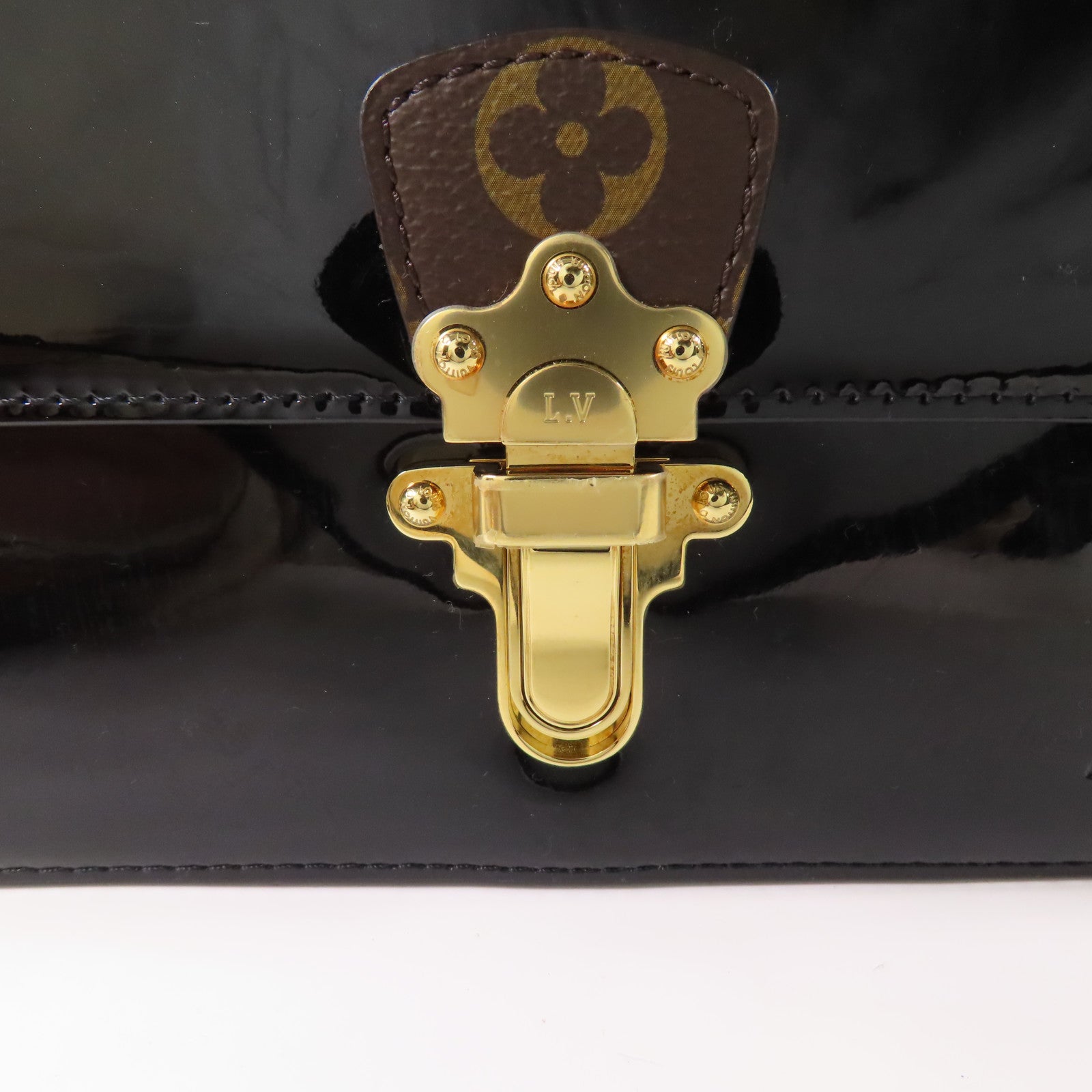 LOUIS VUITTON Vernis Cherrywood BB金扣手挽肩背兩用袋