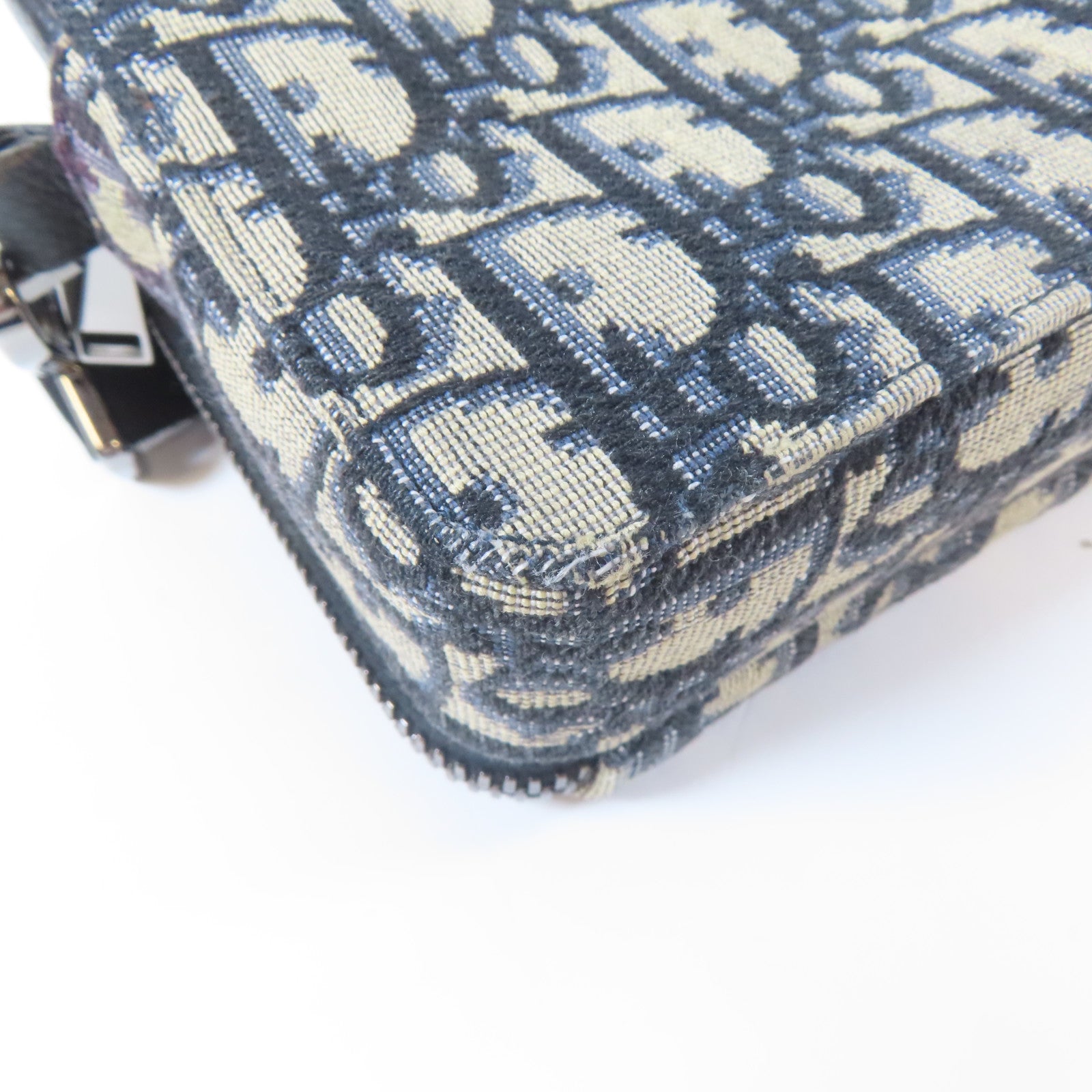 Dior 【激減優惠】帆布Pouch with Strap銀扣肩背袋藍色/米色