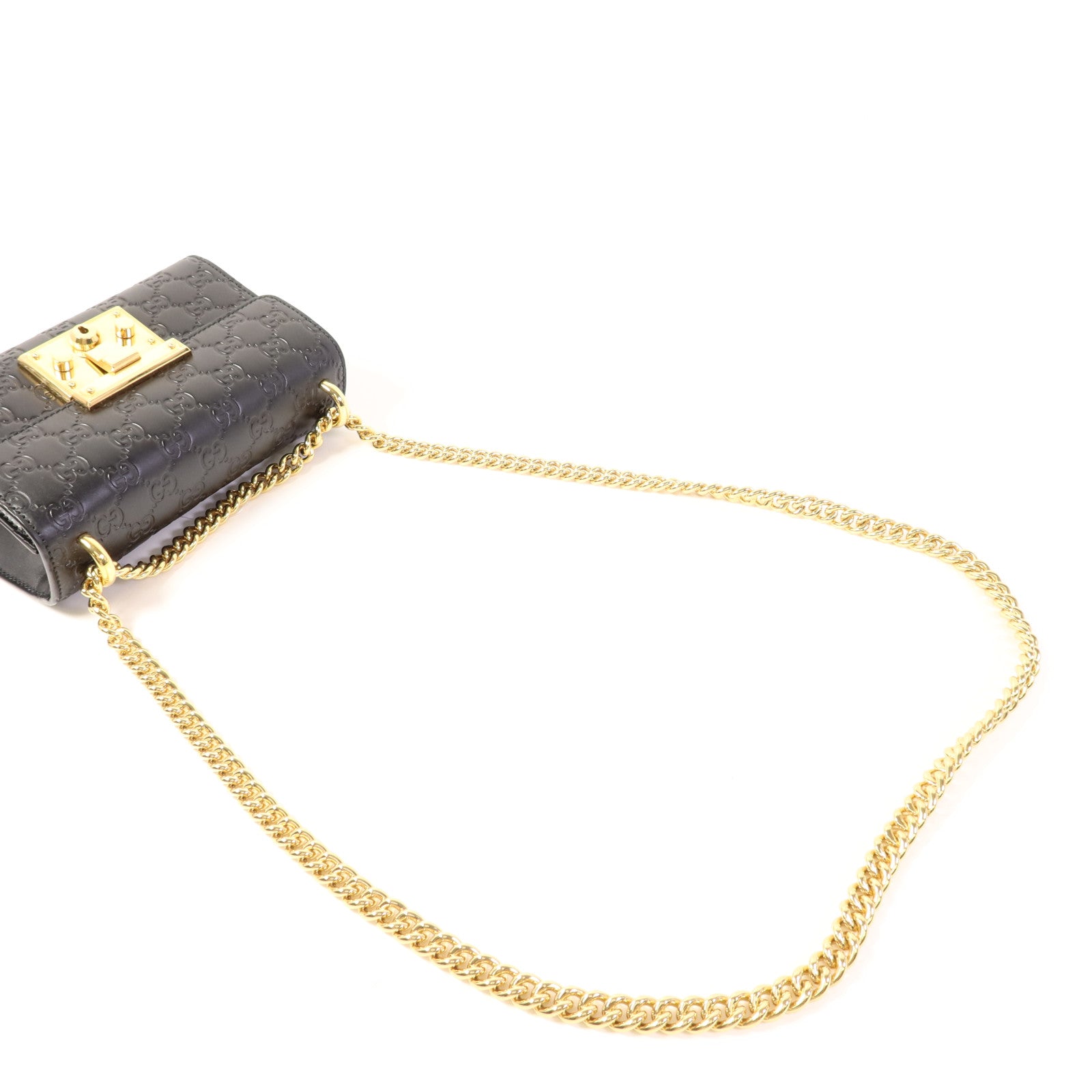 GUCCI 牛皮皮革Padlock金扣鏈帶肩背袋