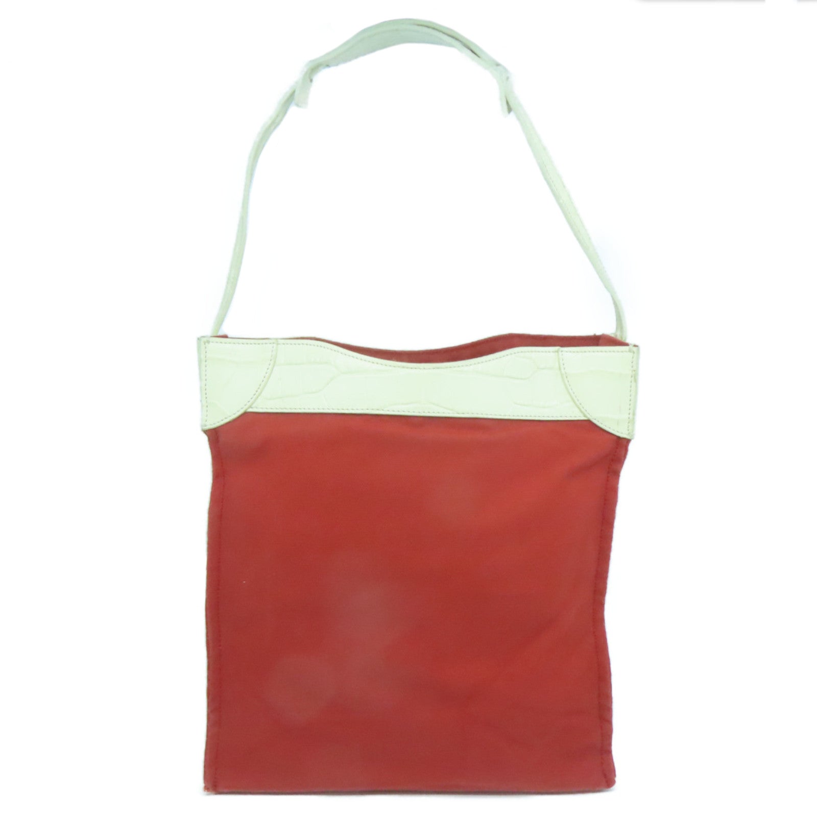 BALENCIAGA 【激減優惠】帆布/皮革Tote Bag銀扣肩背袋紅色/白色