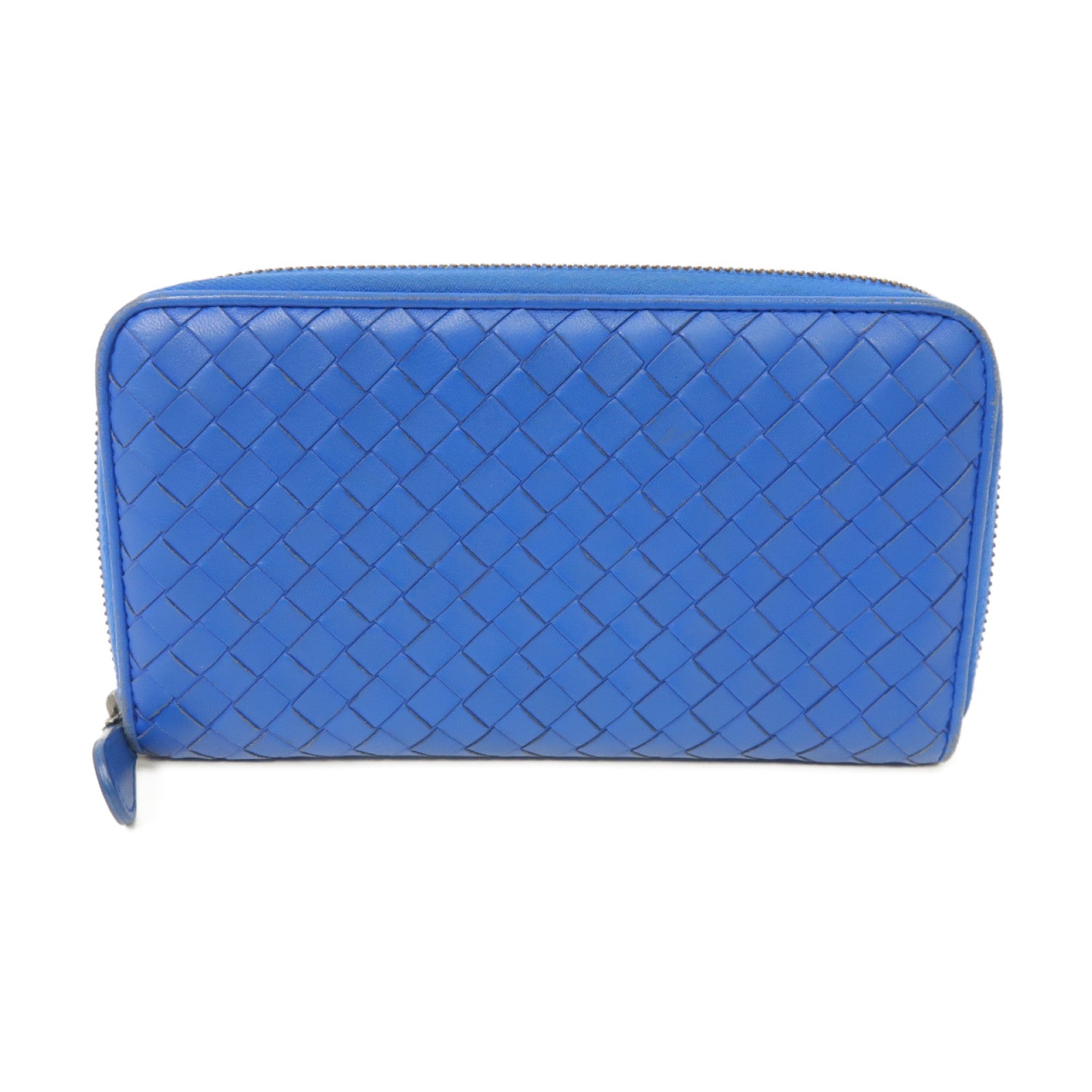 BOTTEGA VENETA 羊皮皮革Long Wallet金扣/銀扣長錢包藍色
