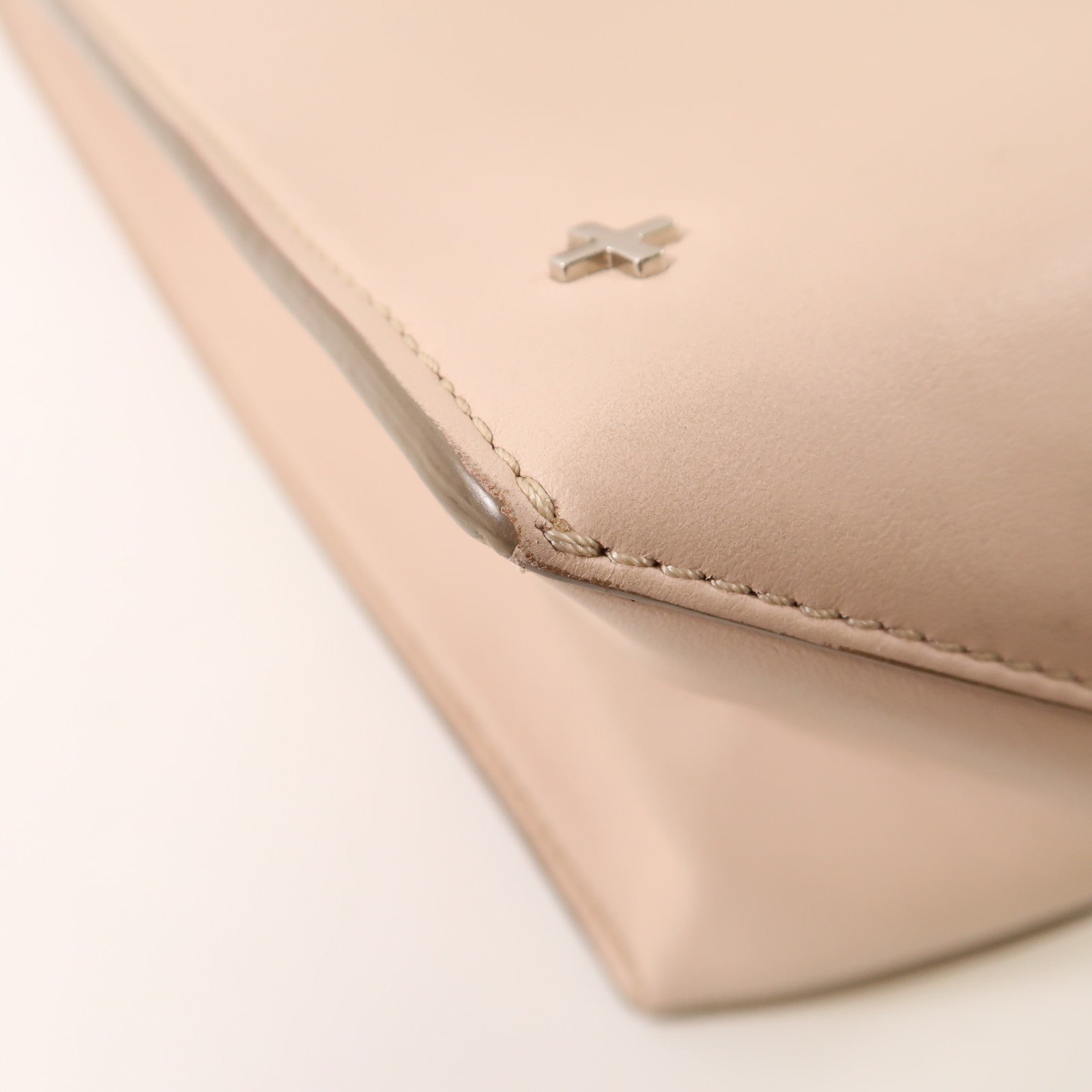 GIVENCHY 牛皮皮革2 Way Bag銀扣手挽肩背兩用袋米色