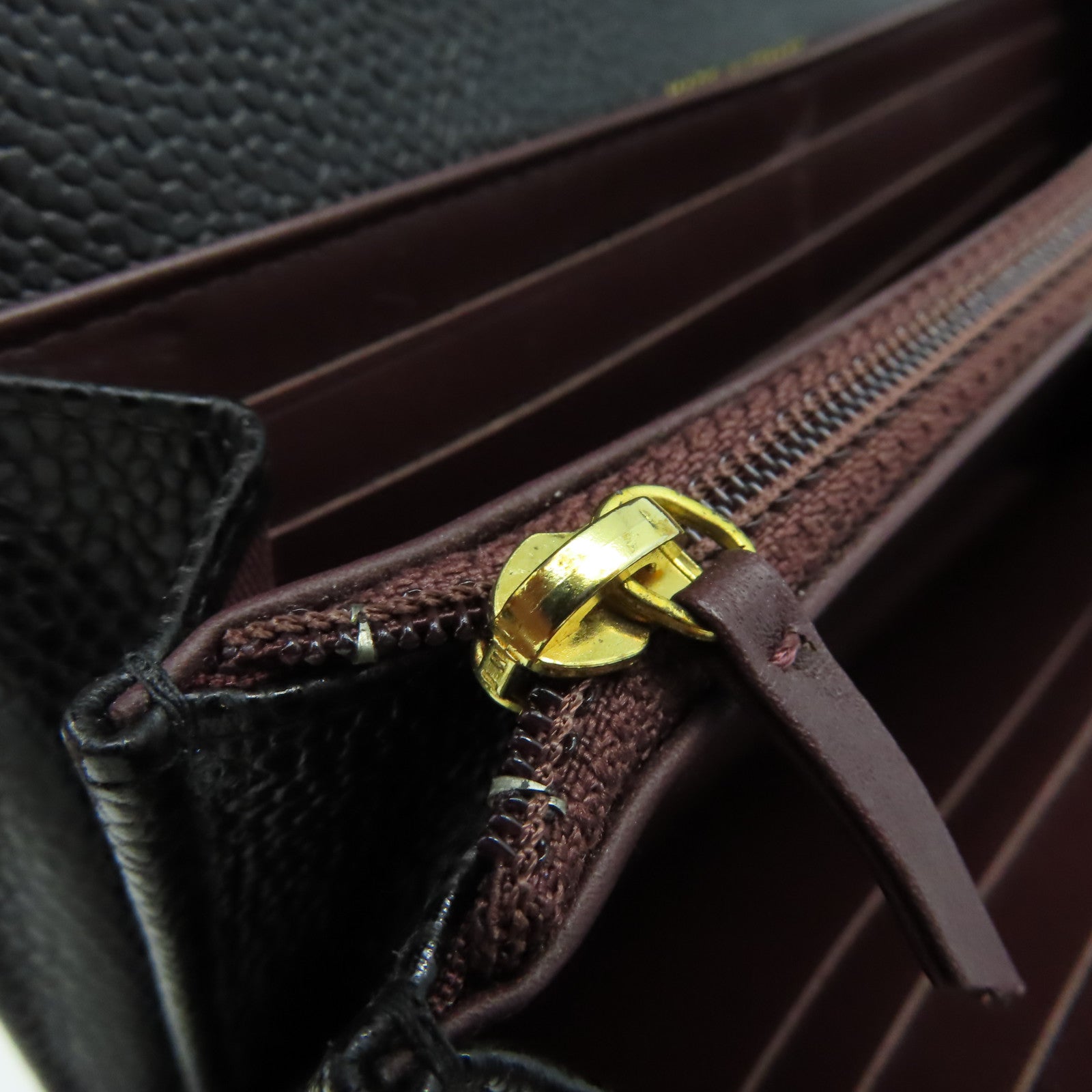 CHANEL 菱格Caviar皮革Long Wallet金扣長錢包黑色