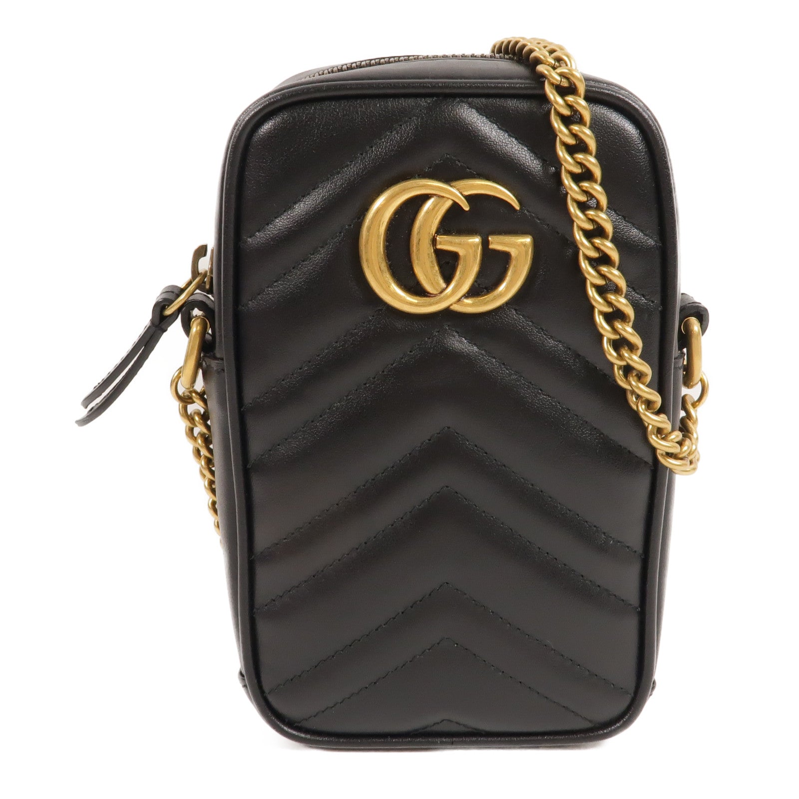GUCCI 牛皮皮革GG Marmont Mini鏈帶肩背袋