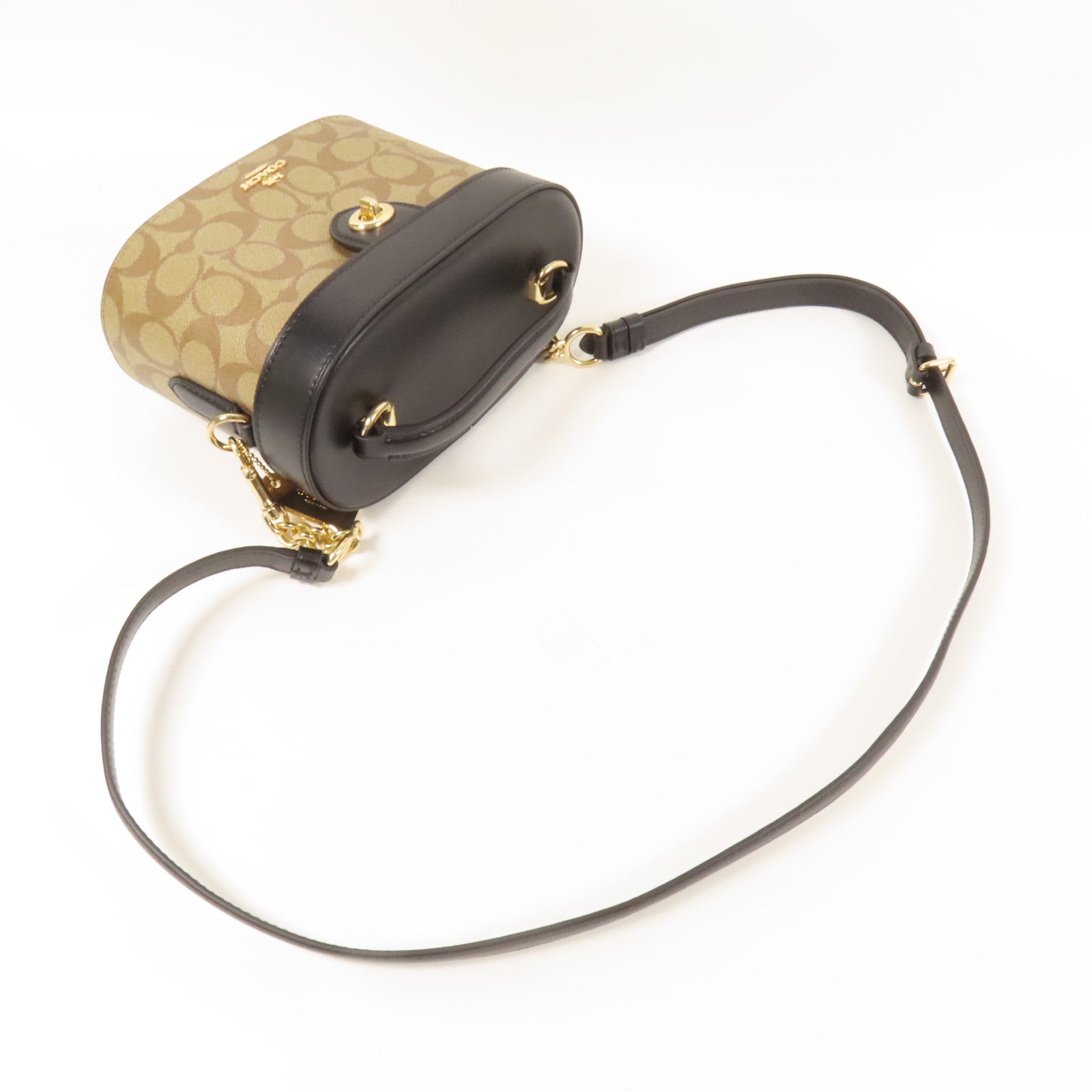 COACH 塗層帆布Shoulder Bag金扣手挽肩背兩用袋