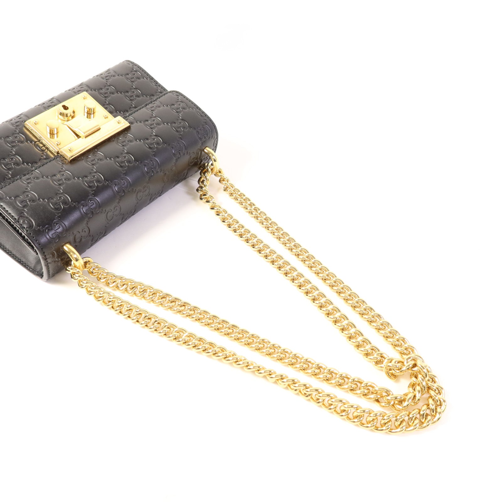GUCCI 牛皮皮革Padlock金扣鏈帶肩背袋