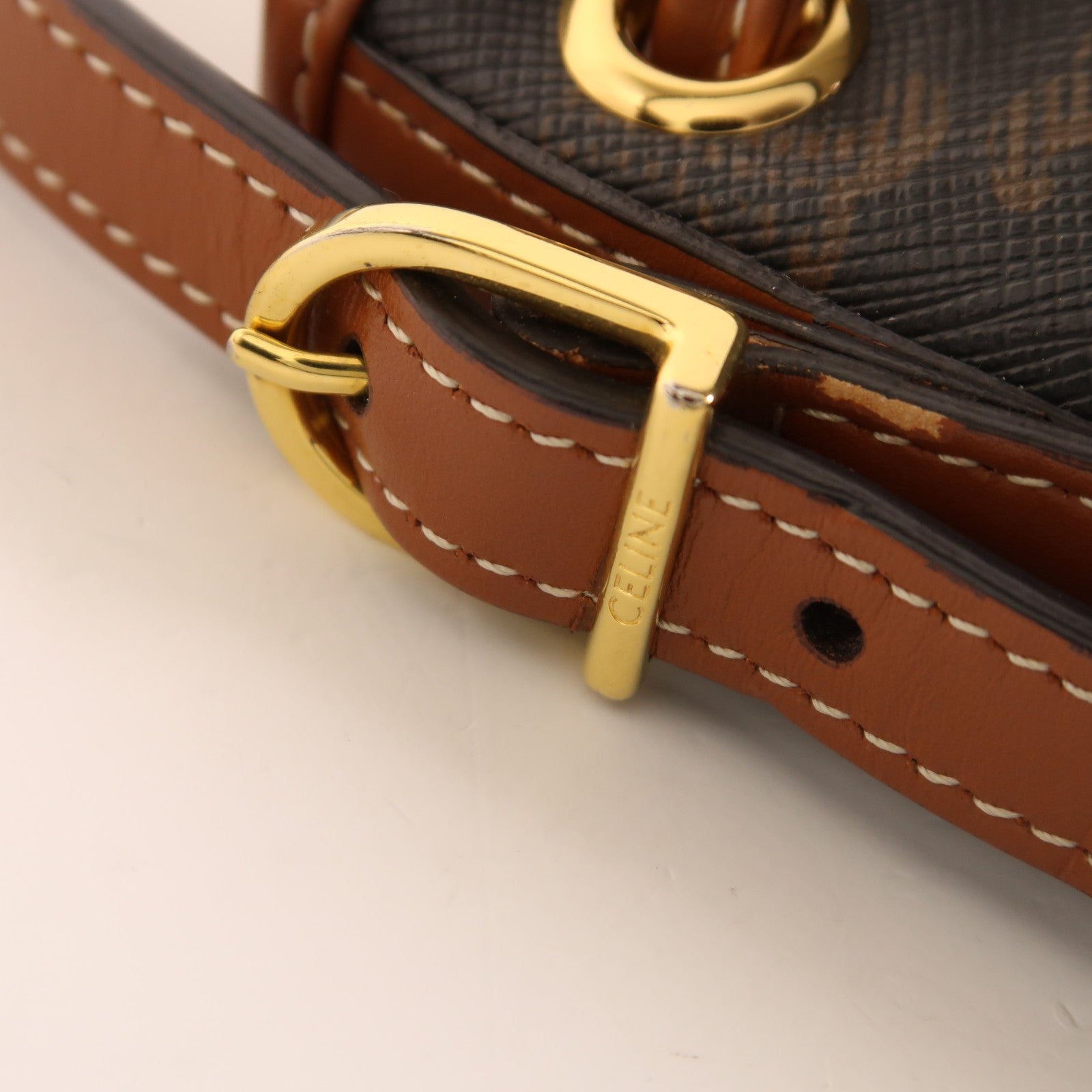 CELINE 塗層帆布Triomphe Bucket Bag金扣肩背袋