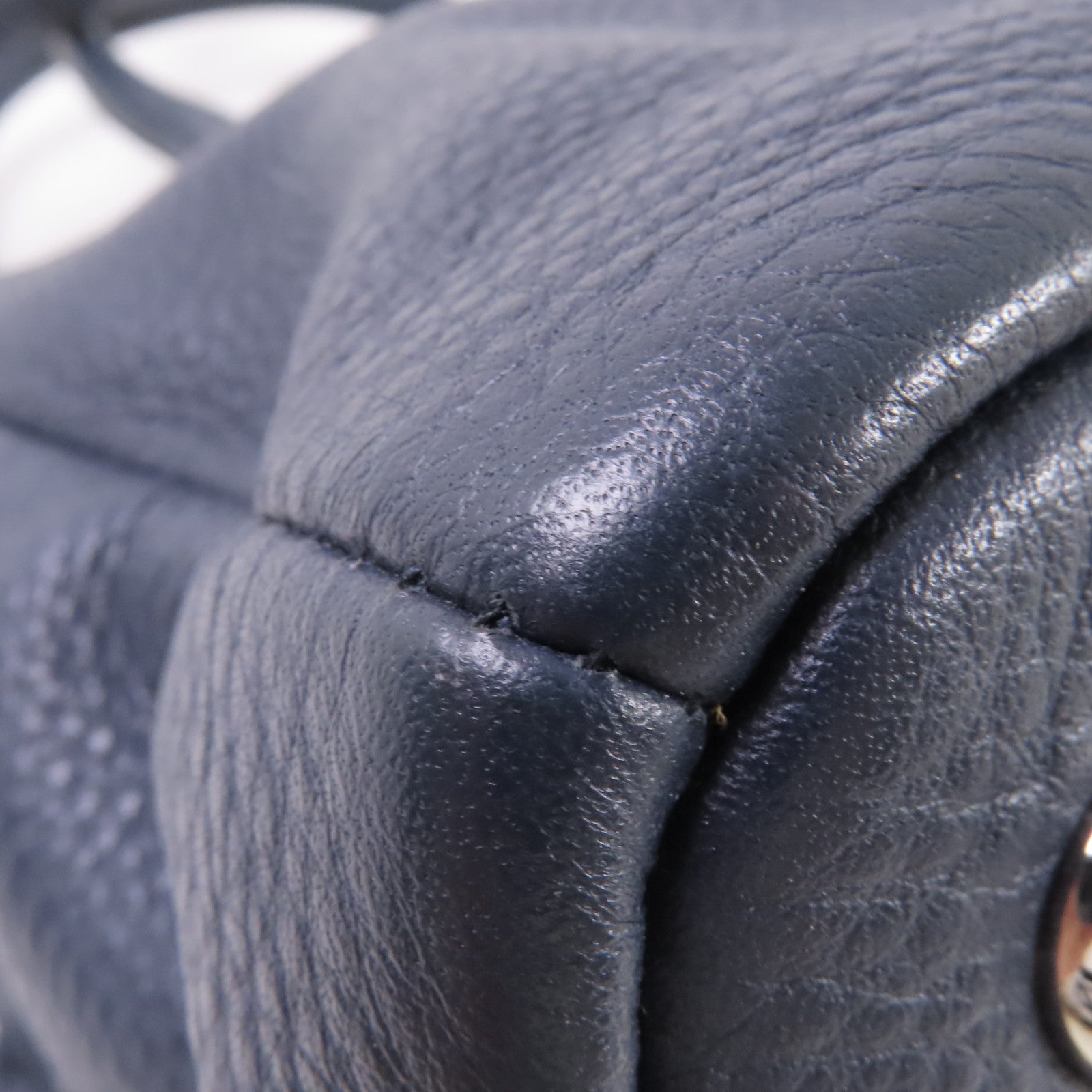 PRADA 牛皮皮革2way Shoulder Bag銀扣手挽肩背兩用袋寶藍色
