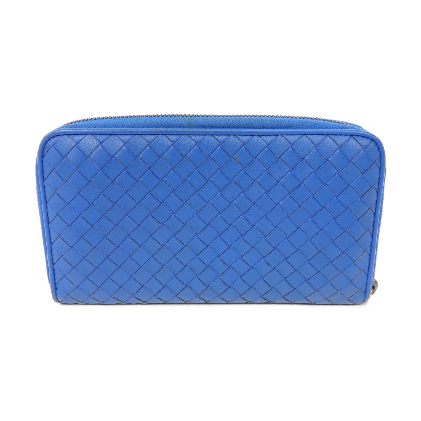 BOTTEGA VENETA 羊皮皮革Long Wallet金扣/銀扣長錢包藍色