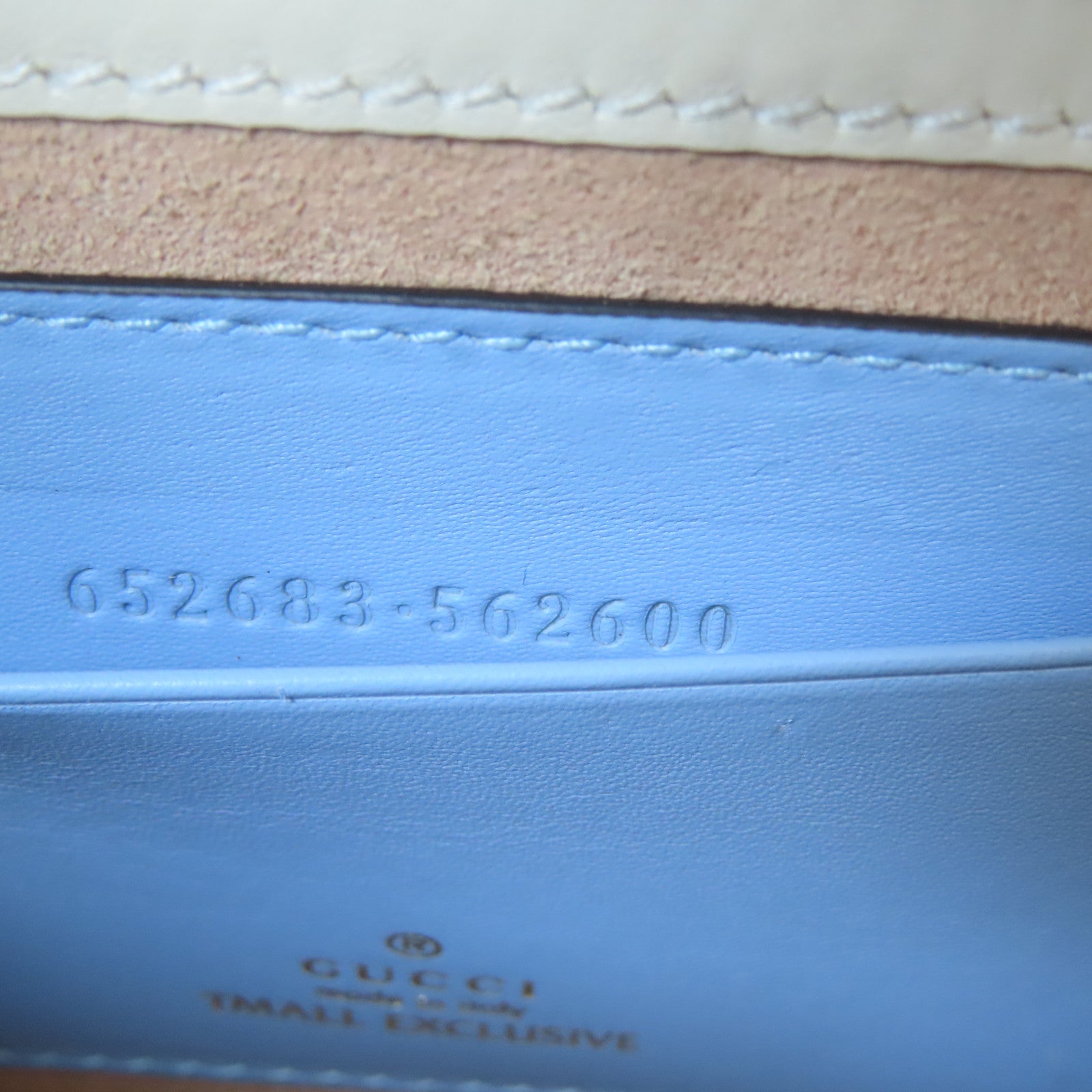 GUCCI 塗層帆布Padlock Mini金扣肩背袋藍色/米色
