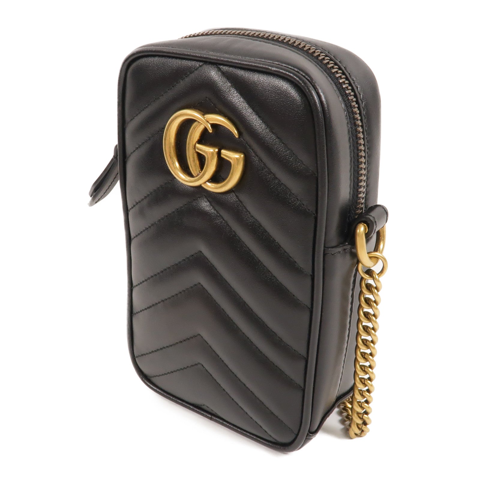 GUCCI 牛皮皮革GG Marmont Mini鏈帶肩背袋