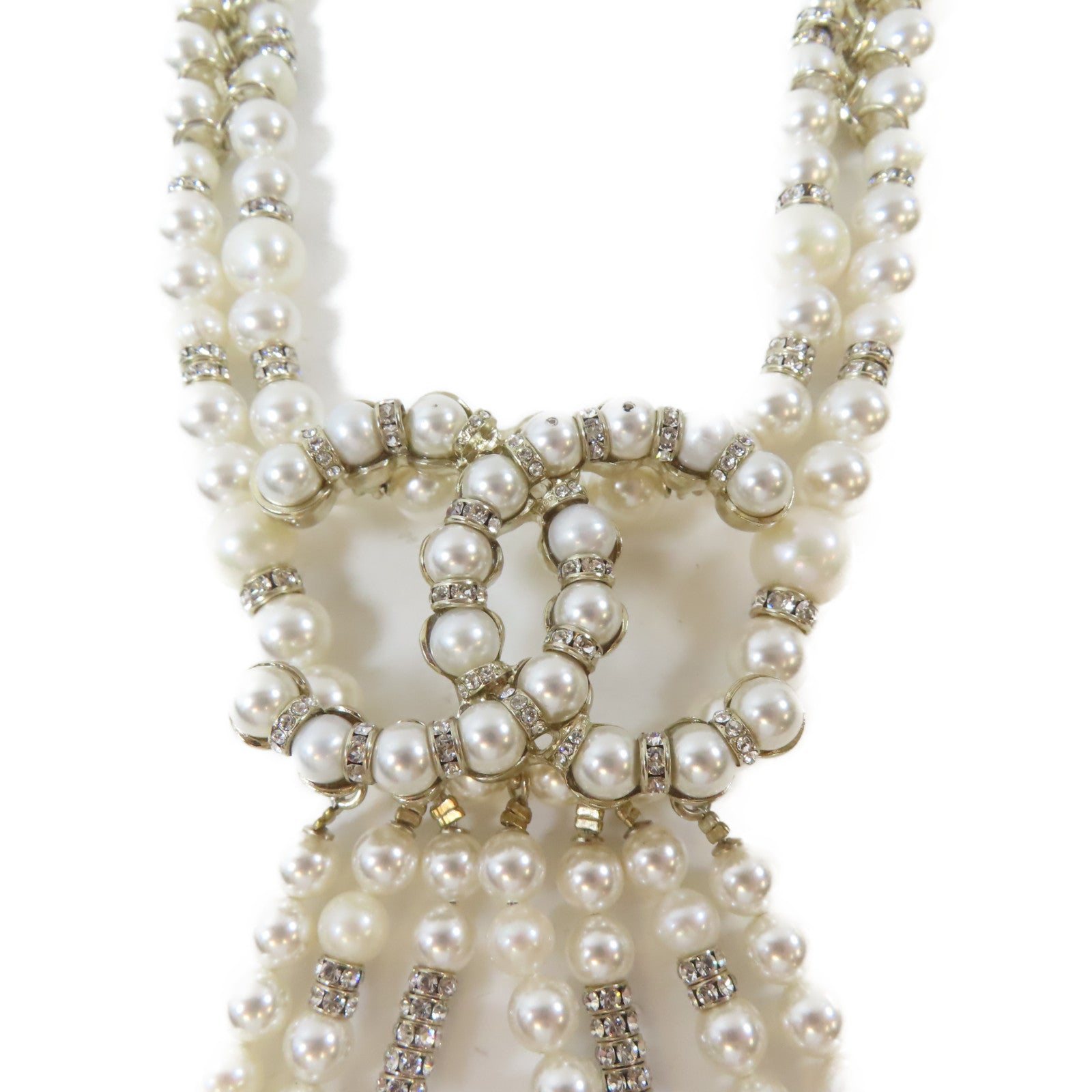 CHANEL PVC/屬Tassel Pearl Necklace項鍊白色