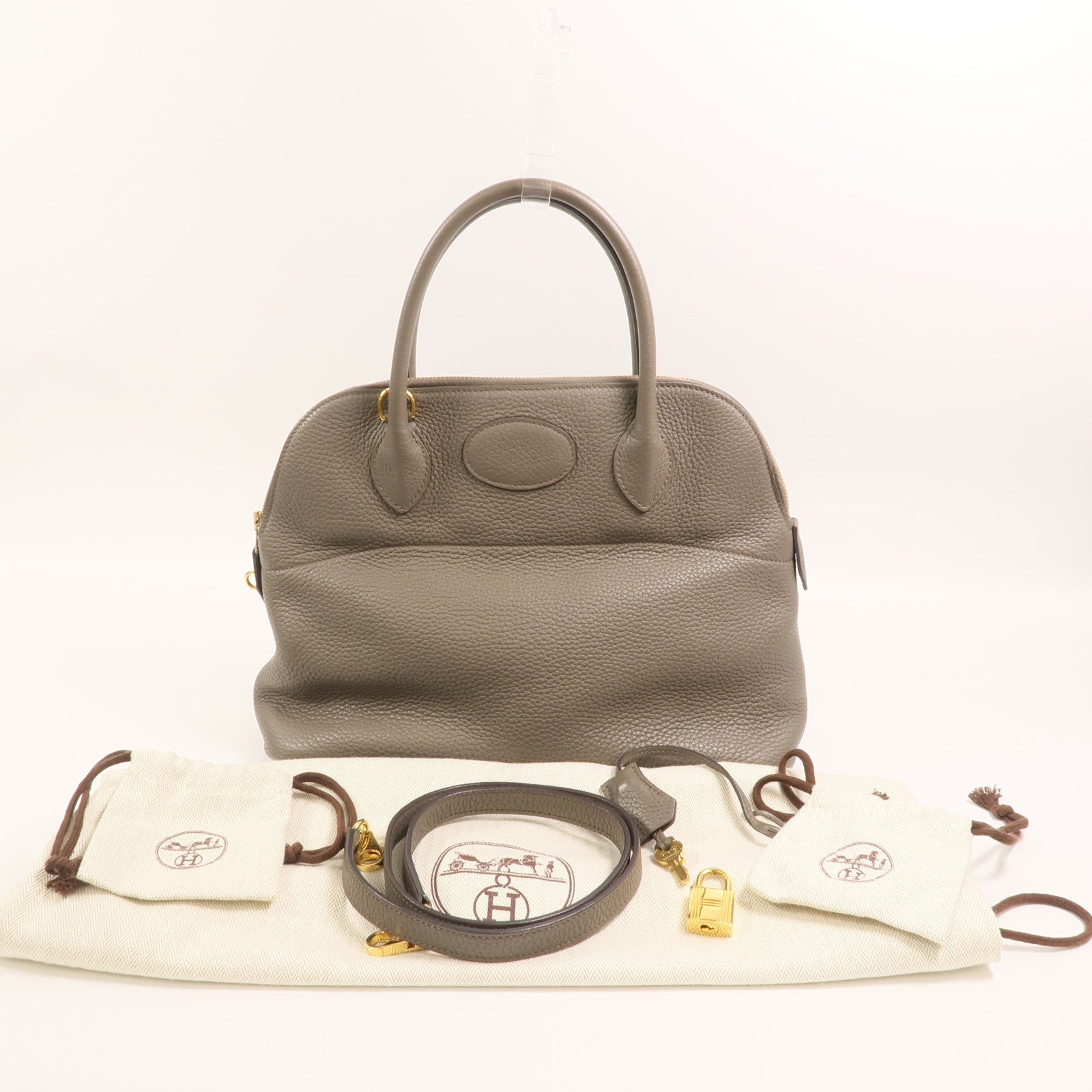 HERMES Togo皮革Bolide 31手挽袋Etain
