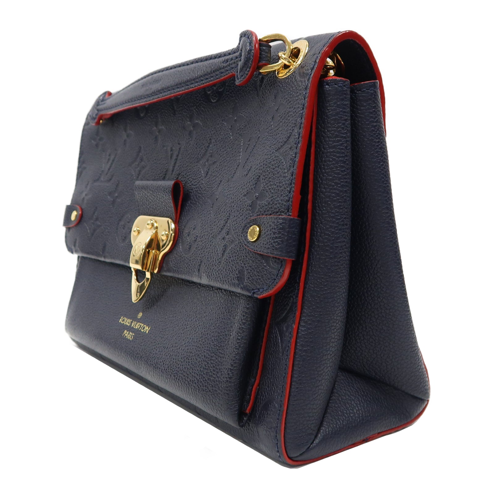 LOUIS VUITTON Monogram Empreinte Vavin PM金扣肩背袋藍色