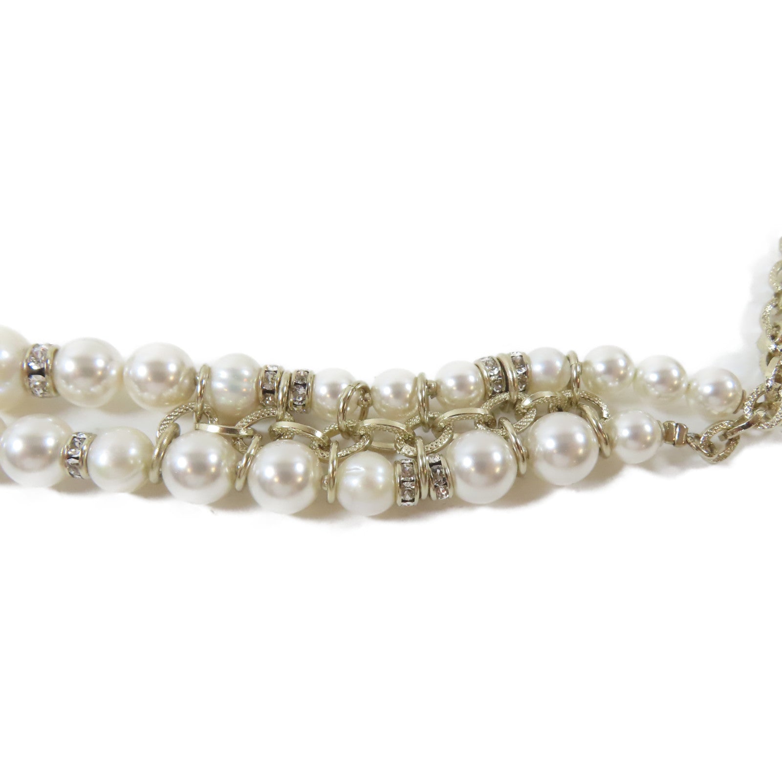 CHANEL PVC/屬Tassel Pearl Necklace項鍊白色