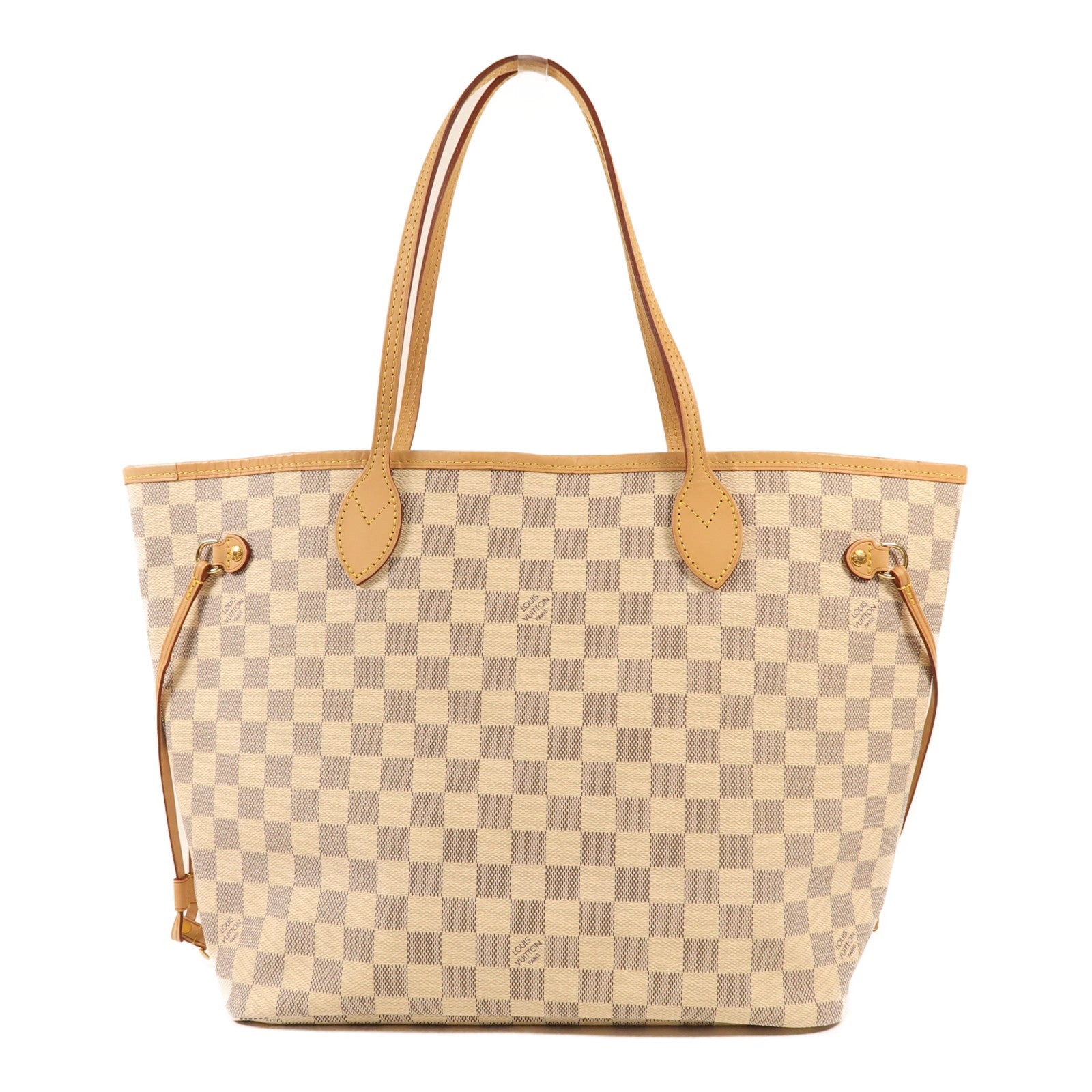 LOUIS VUITTON Damier Azur Neverfull MM金扣手挽袋