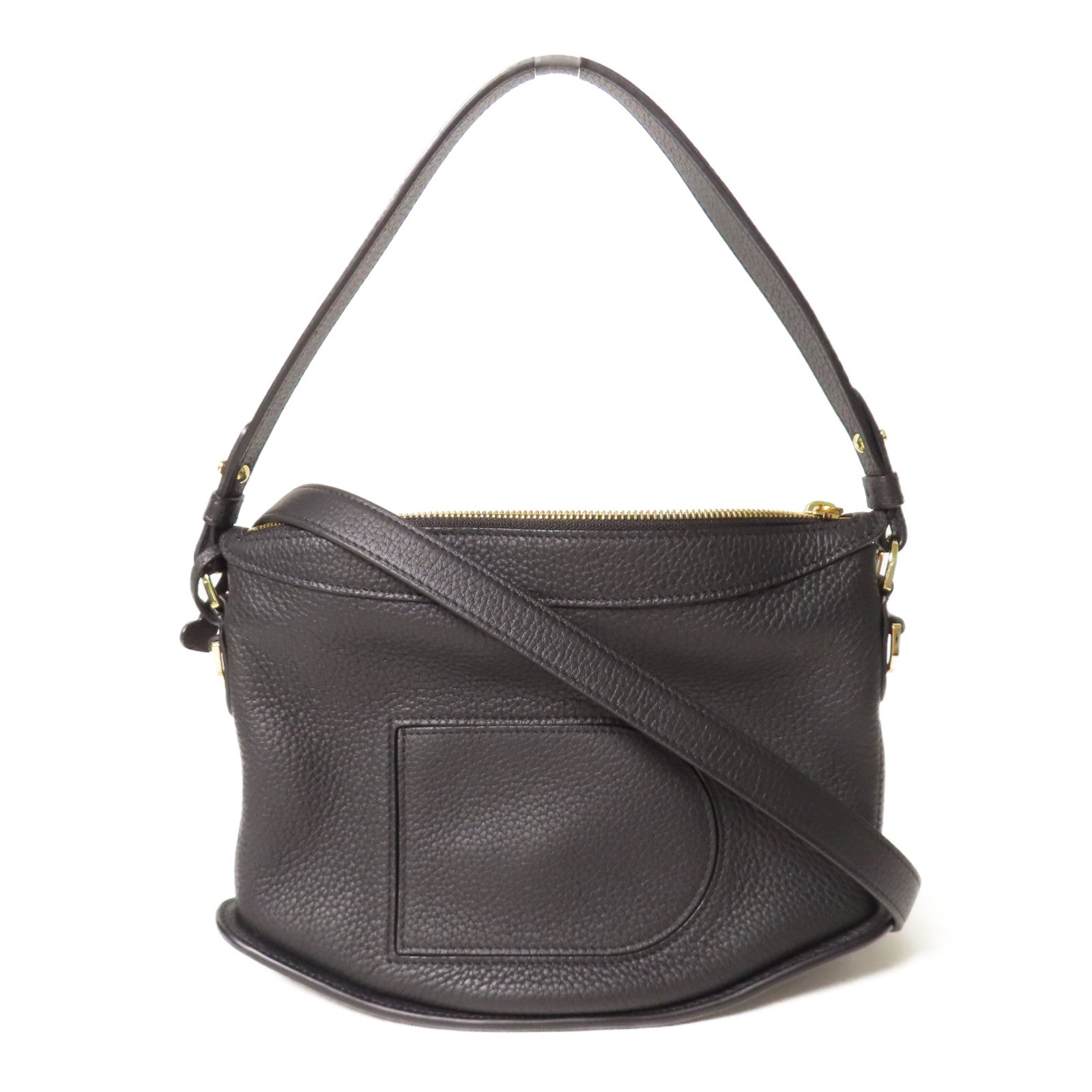 Delvaux 牛皮皮革Taurillon Soft Delvaux Pin Swing金扣手挽肩背兩用袋黑色