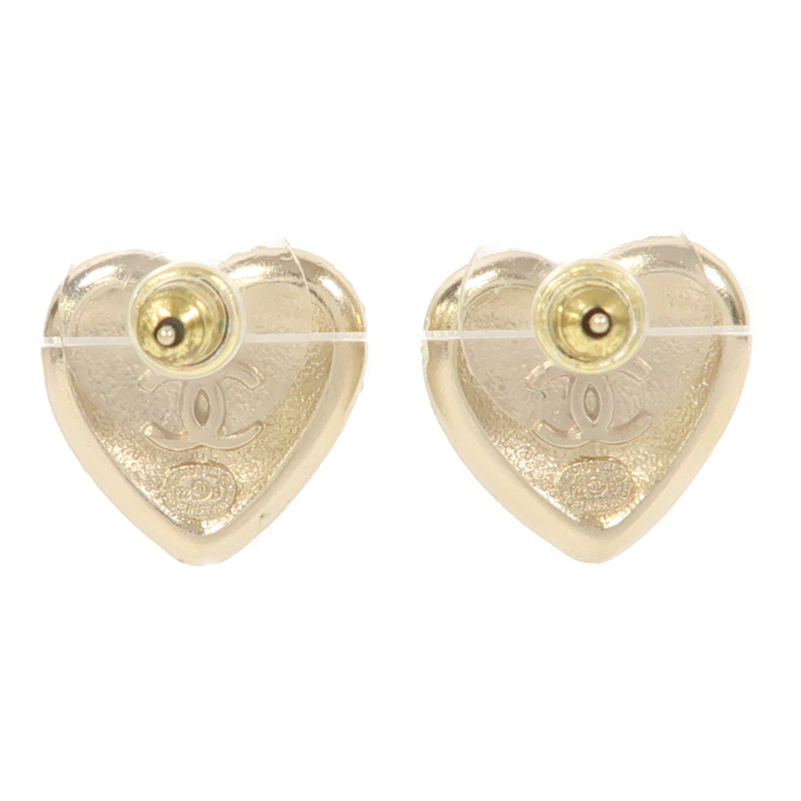 CHANEL PVC/金屬Heart Earrings耳環金色