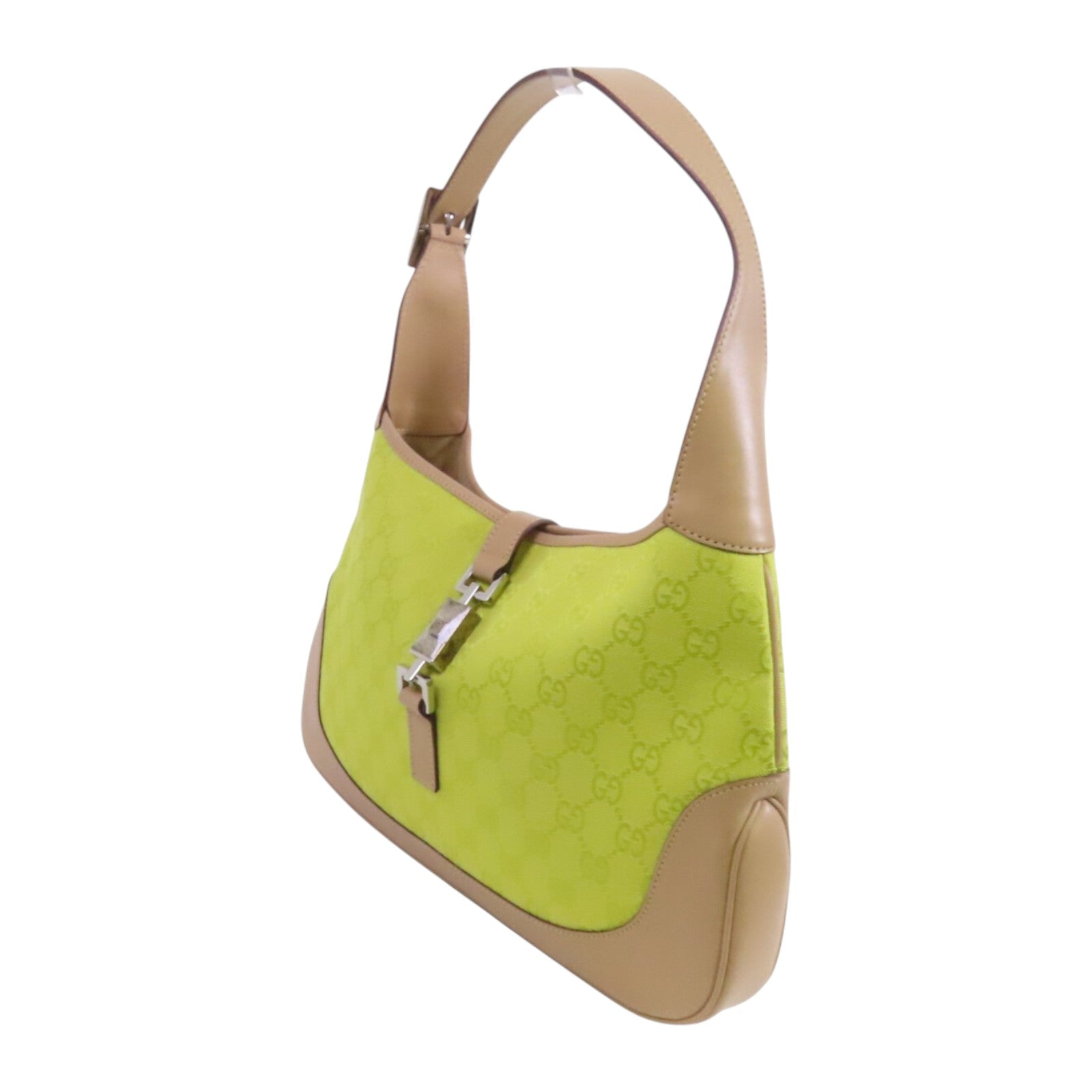 GUCCI GG帆布Jackie銀扣肩背袋