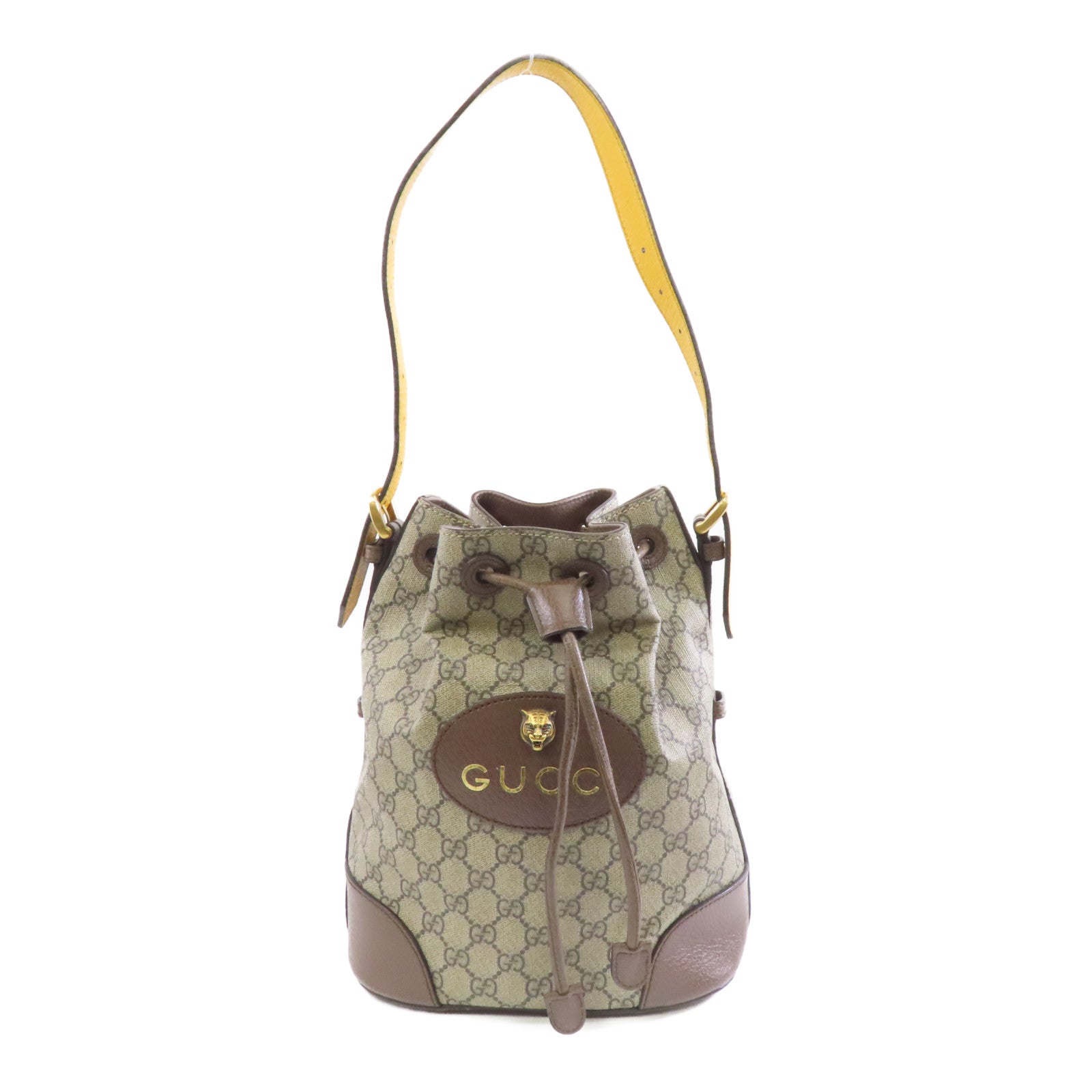 GUCCI 塗層帆布Backpack金扣背包棕色